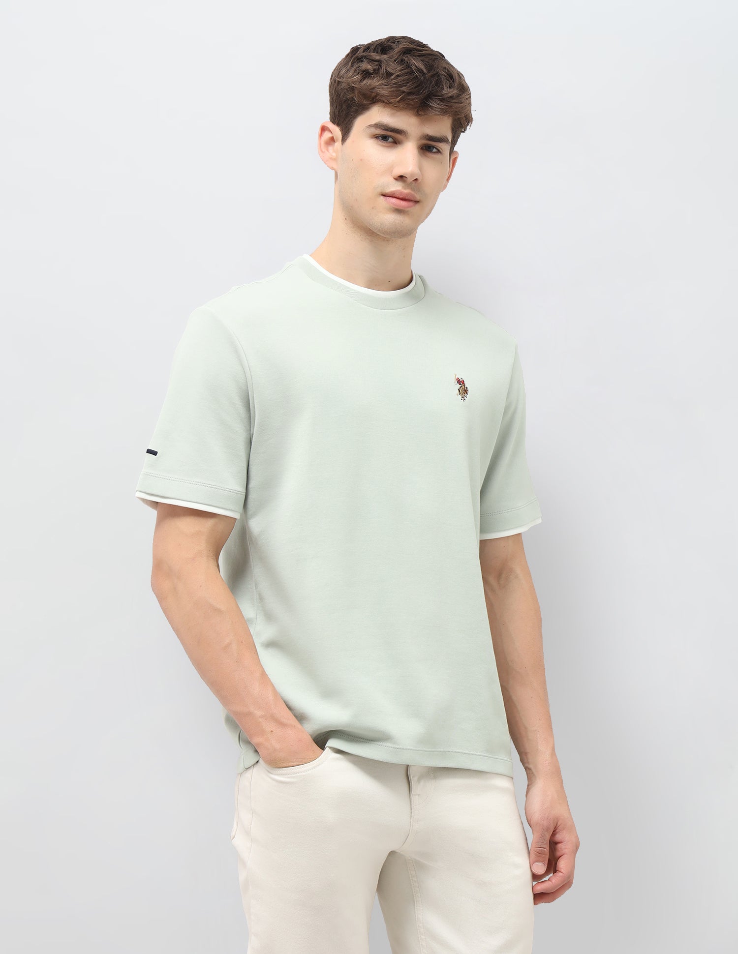 Solid Slim Fit T-Shirt Green - U.S. Polo Assn. India | Large