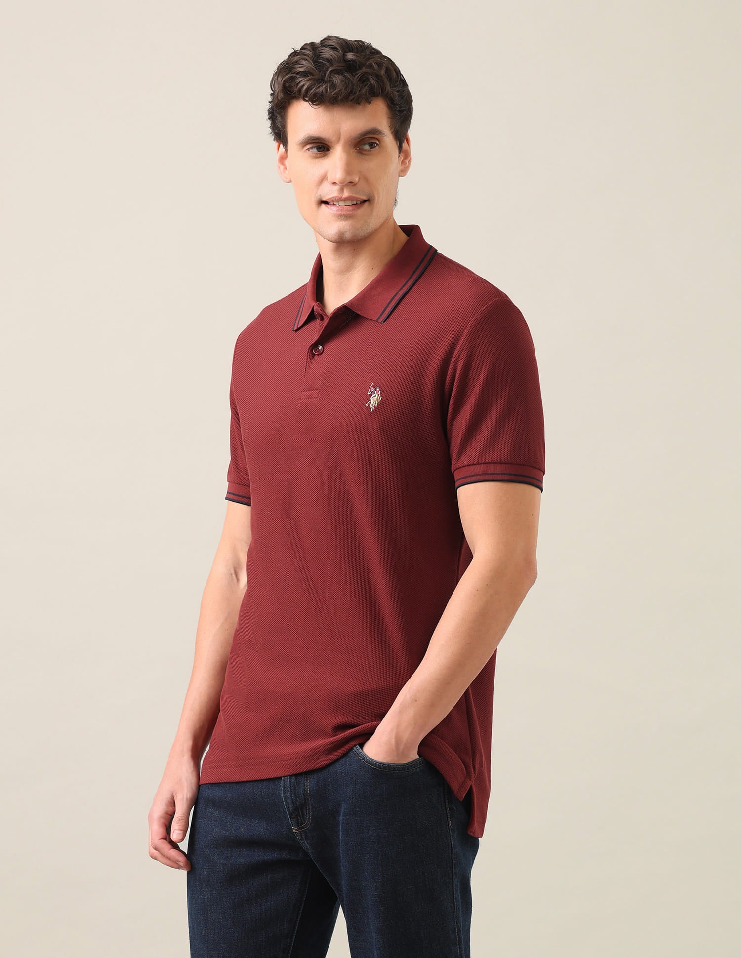 Solid Slim Fit Polo Shirt Rust - U.S. Polo Assn. India | Large