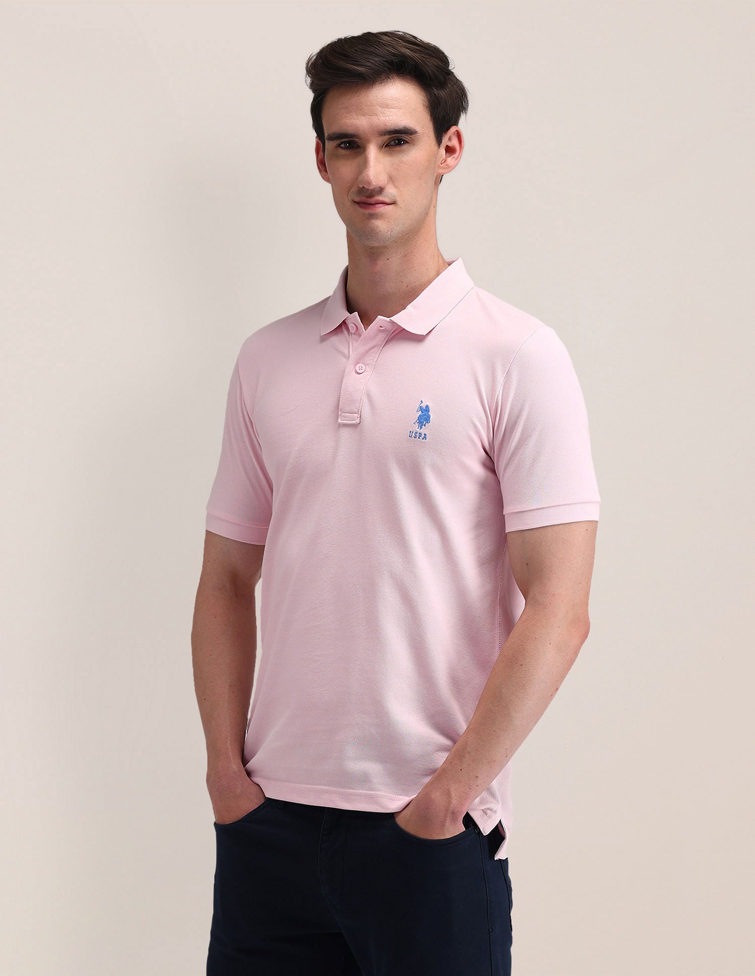 Solid Slim Fit Polo Shirt Light Pink - U.S. POLO ASSN. | Large