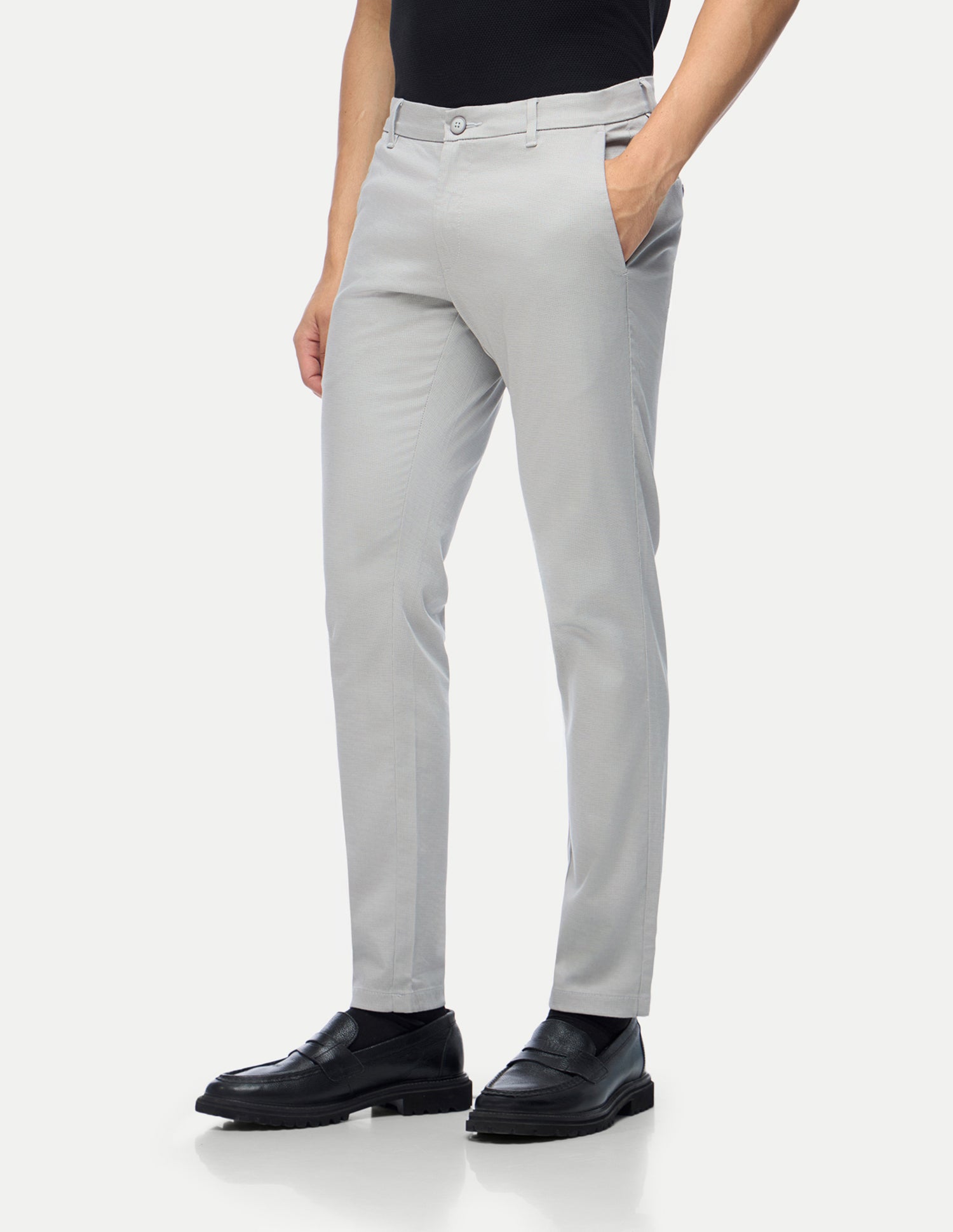Austin Trim Regular Fit Satin Trousers Light Grey - U.S. Polo Assn. India | Large