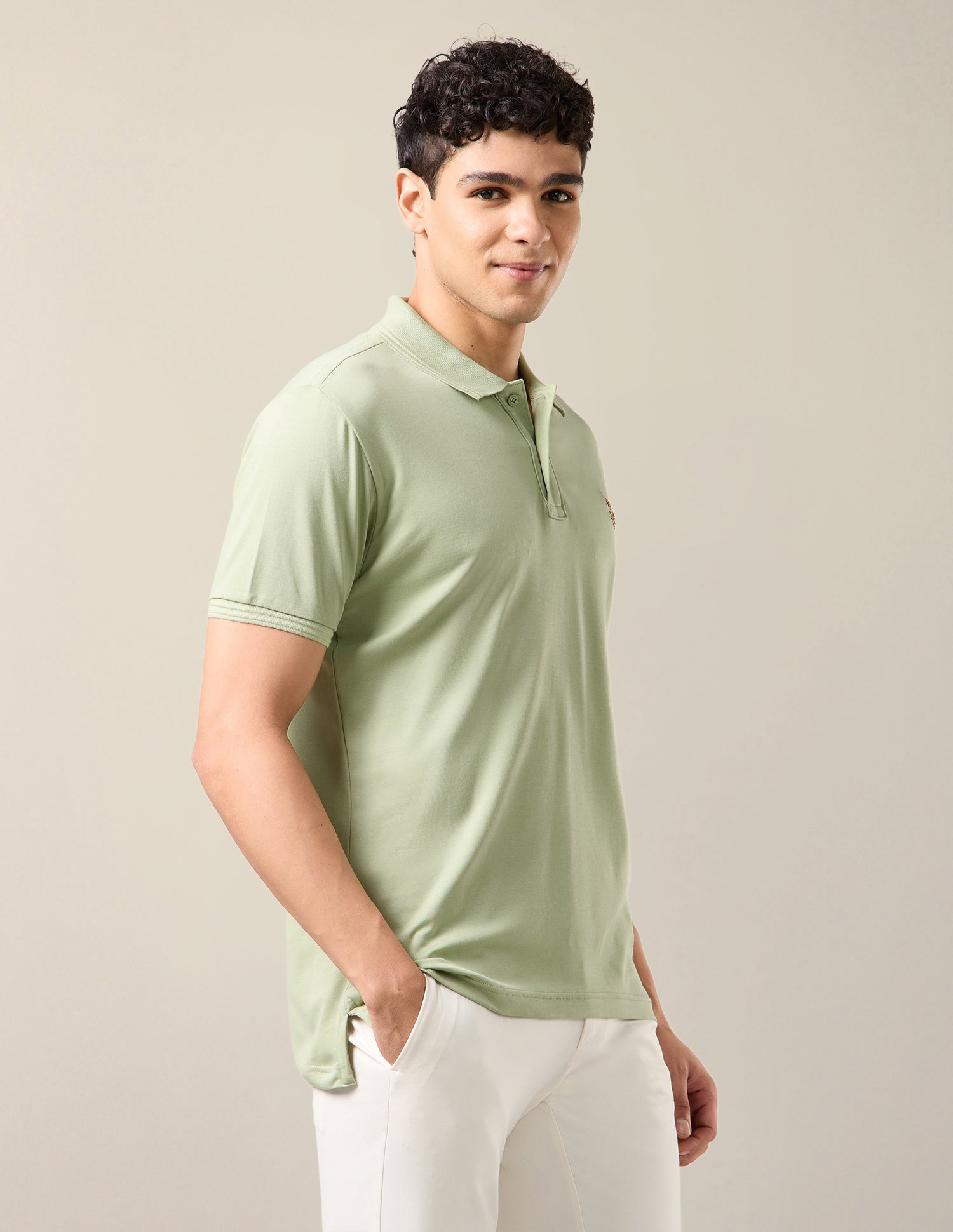 Solid Slim Fit Polo Shirt Light Green - U.S. Polo Assn. India | Large