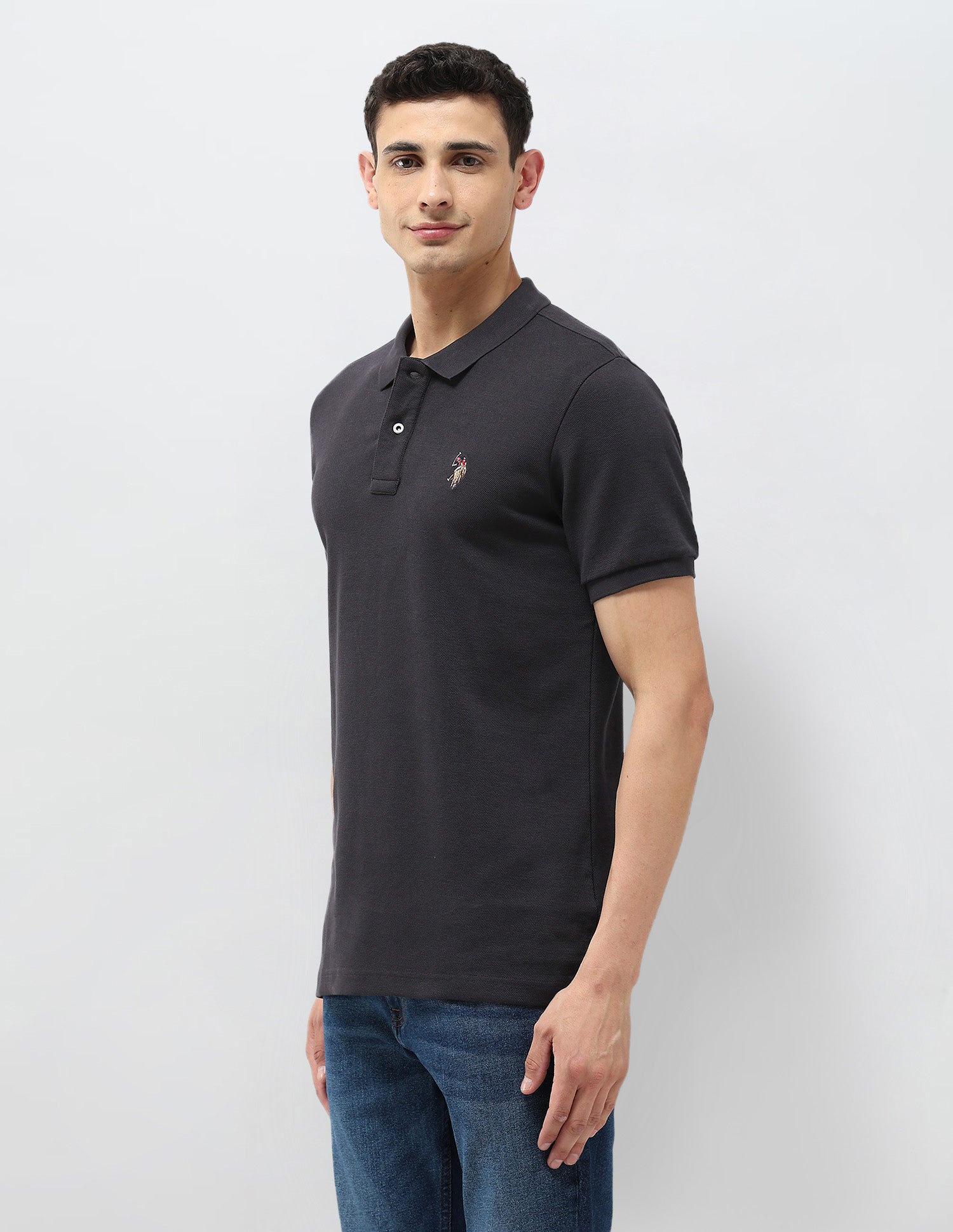 Solid Slim Fit Polo Shirt Dark Grey - U.S. POLO ASSN. | Large