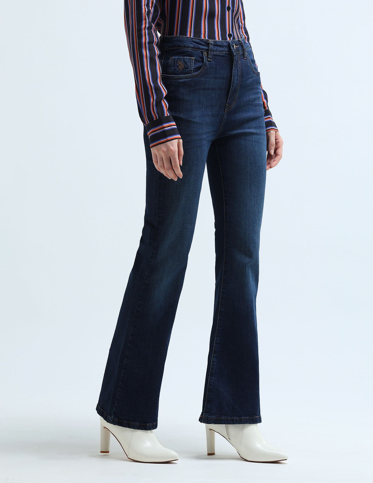 High Rise Flare Fit Jeans Dark Blue - U.S. Polo Assn. India | Large