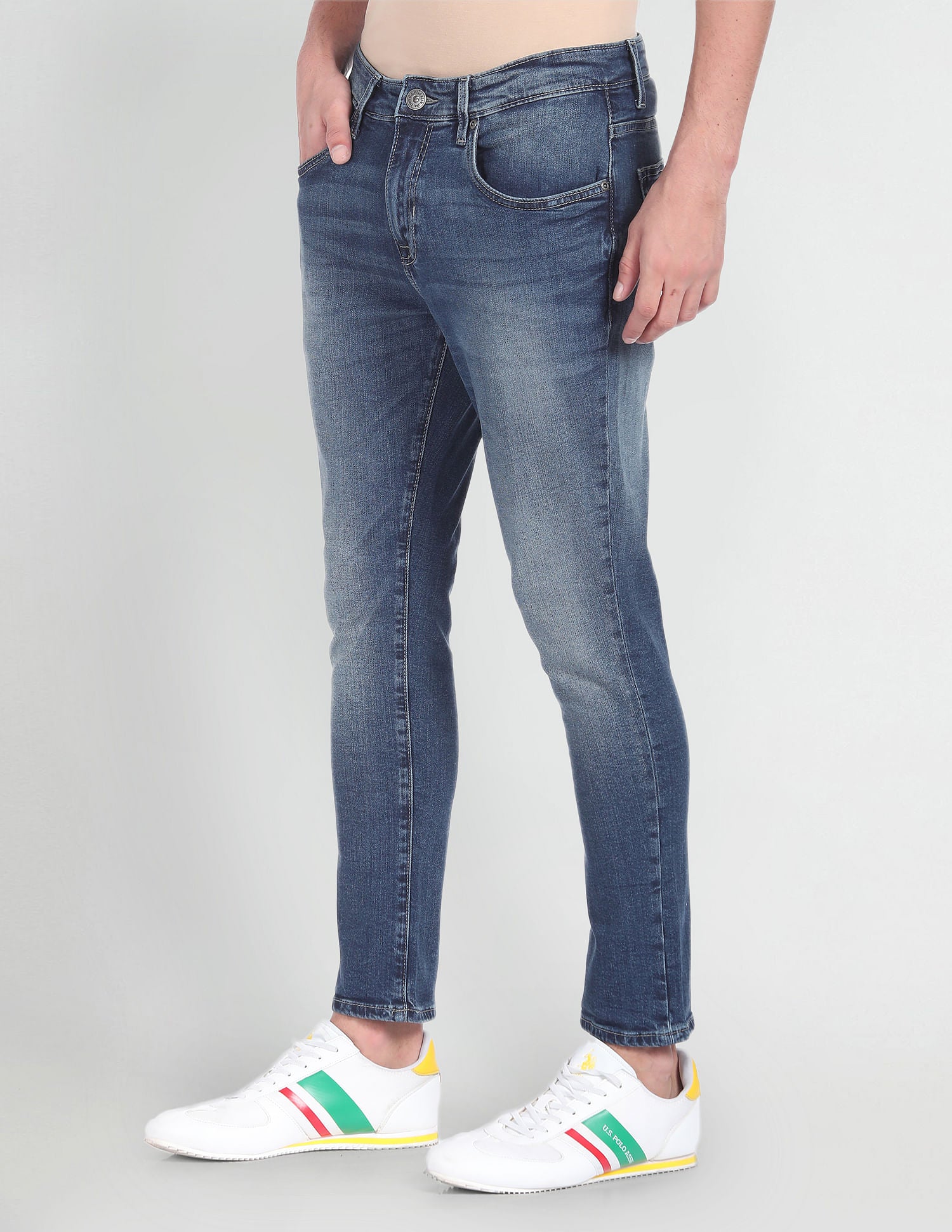 Henry Cropped Fit Blue Jeans Blue - U.S. Polo Assn. India | Large