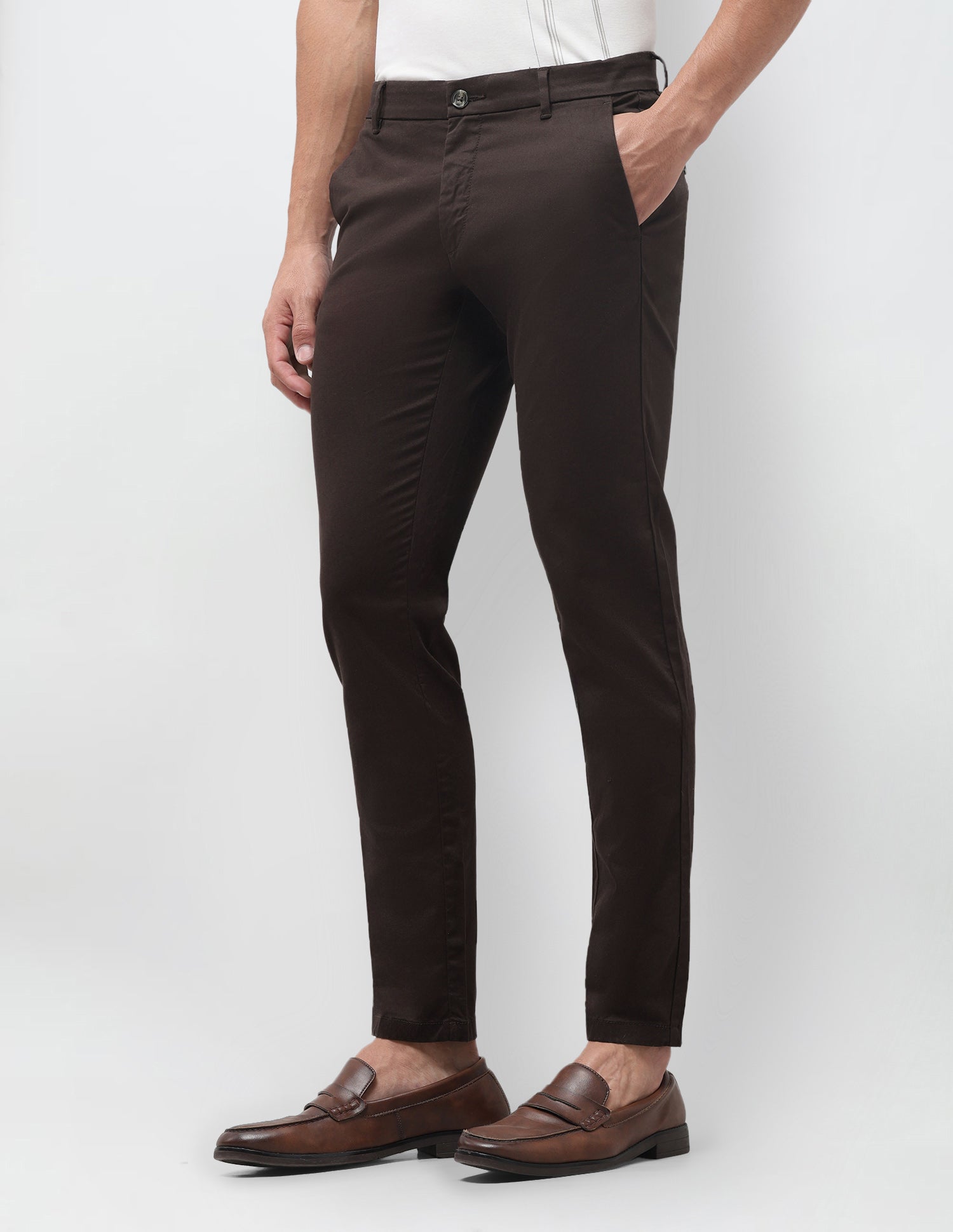 Austin Slim Fit Mid Rise Trousers Choco - U.S. Polo Assn. India | Large
