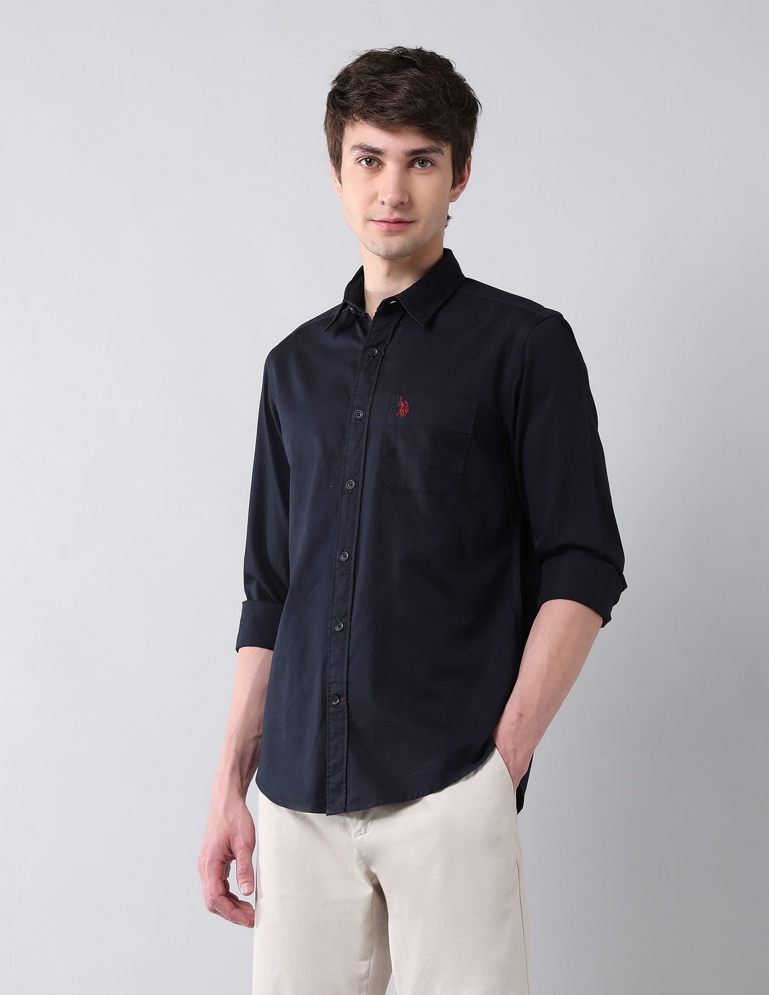 Pure Cotton Twill Shirt Navy - U.S. Polo Assn. India | Large