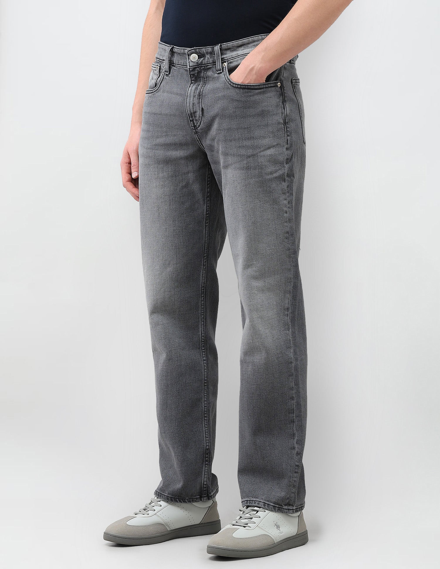 Shawn Relaxed Fit Grey Jeans Washed Grey - U.S. Polo Assn. India | Large