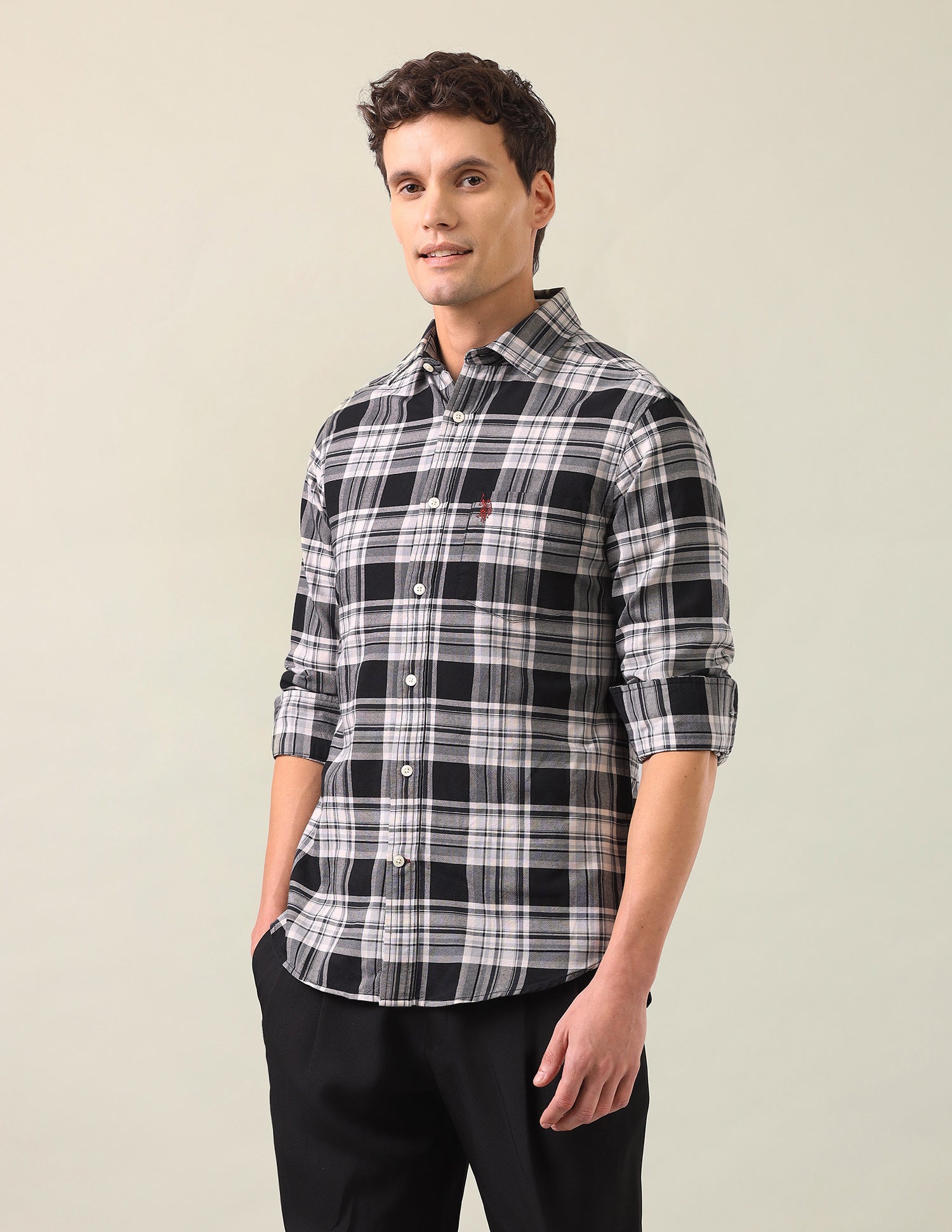 Tartan Checked Oxford Shirt Black - U.S. Polo Assn. India | Large