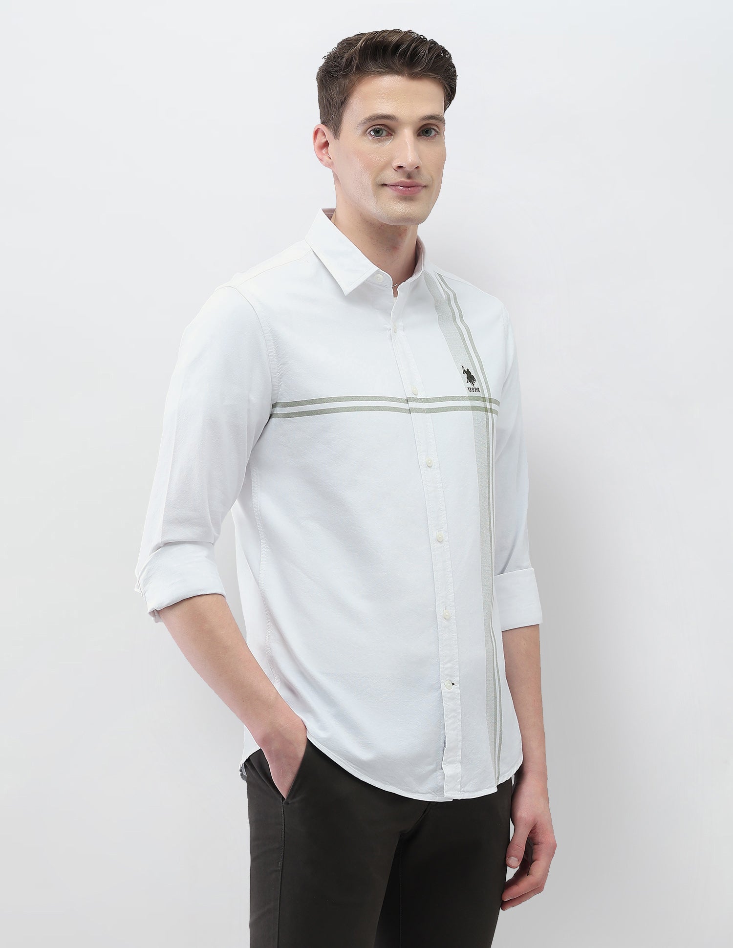 Vertical Striped Casa De Campo Shirt Green - U.S. Polo Assn. India | Large