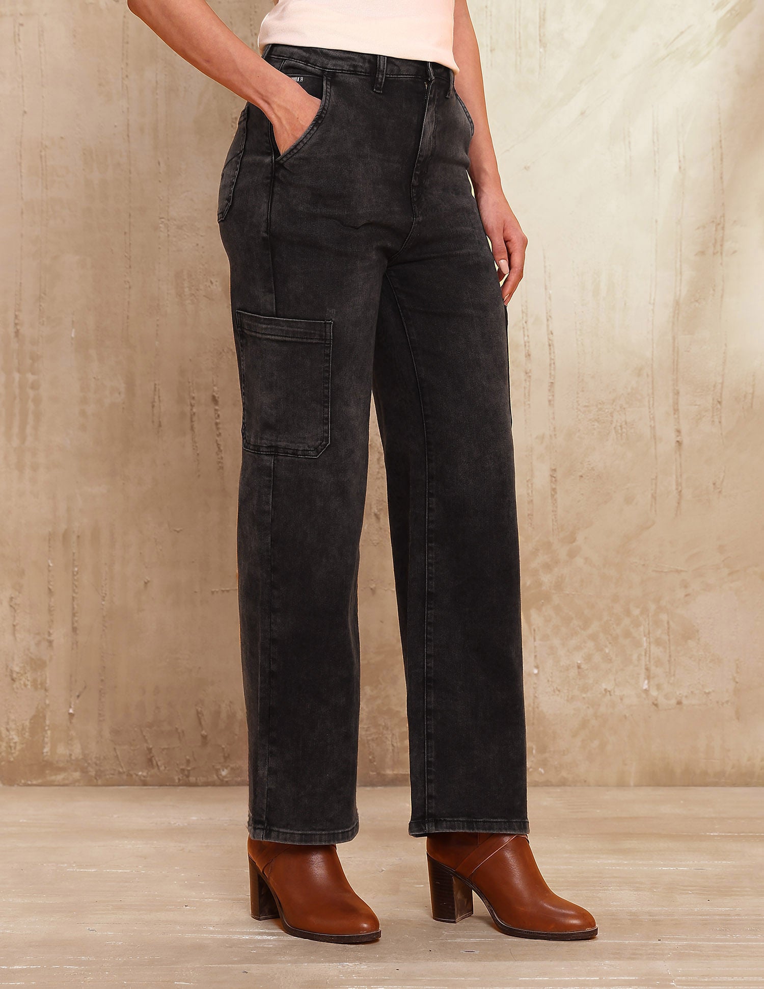 High Rise Wide Leg Fit Jeans Grey - U.S. POLO ASSN. | Large