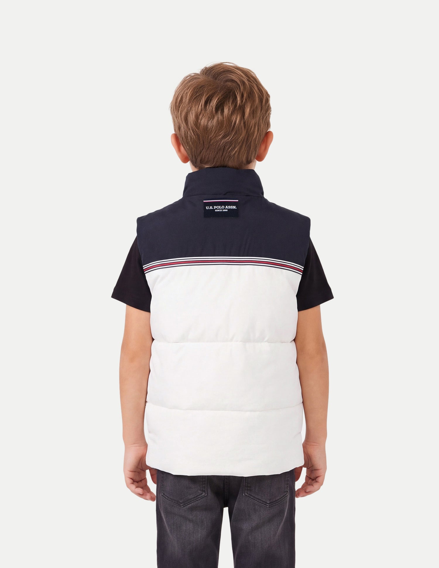 Colourblocked Regular Fit Puffer Jacket White - U.S. Polo Assn. India | Large