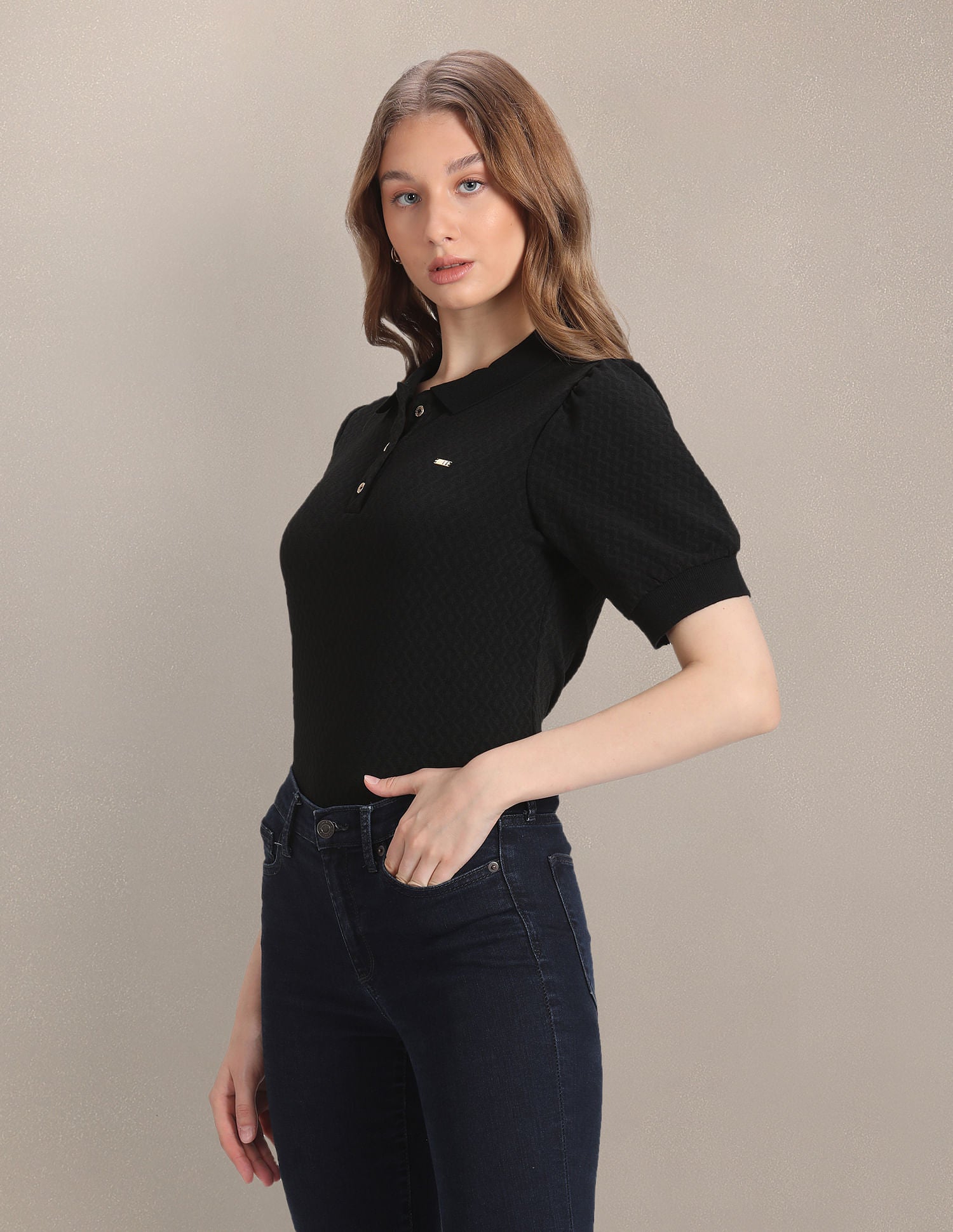 Textured Knit Polo Shirt Black - U.S. POLO ASSN. | Large