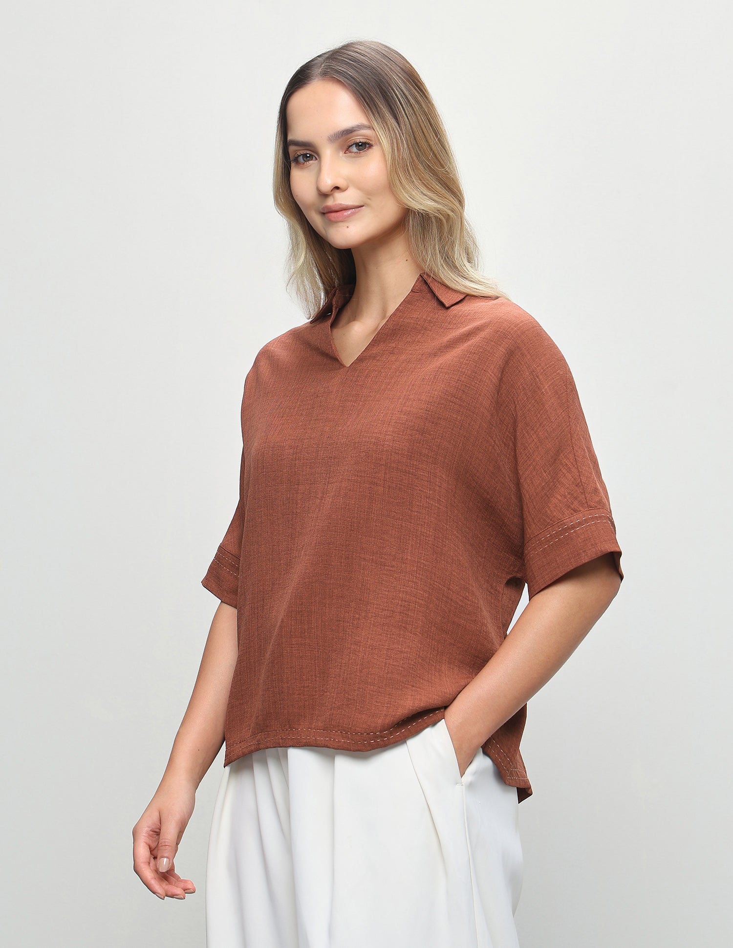Solid Boxy Fit Shirt Rust - U.S. Polo Assn. India | Large