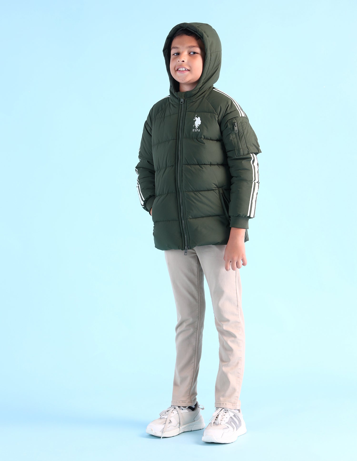 Boys Solid Regular Fit Jacket Dark Green - U.S. POLO ASSN. | Large
