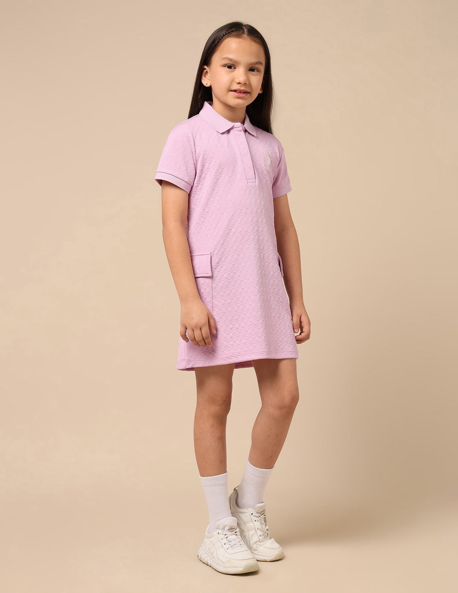 Girls Textured T-Shirt Dress Light Pink - U.S. POLO ASSN. | Large