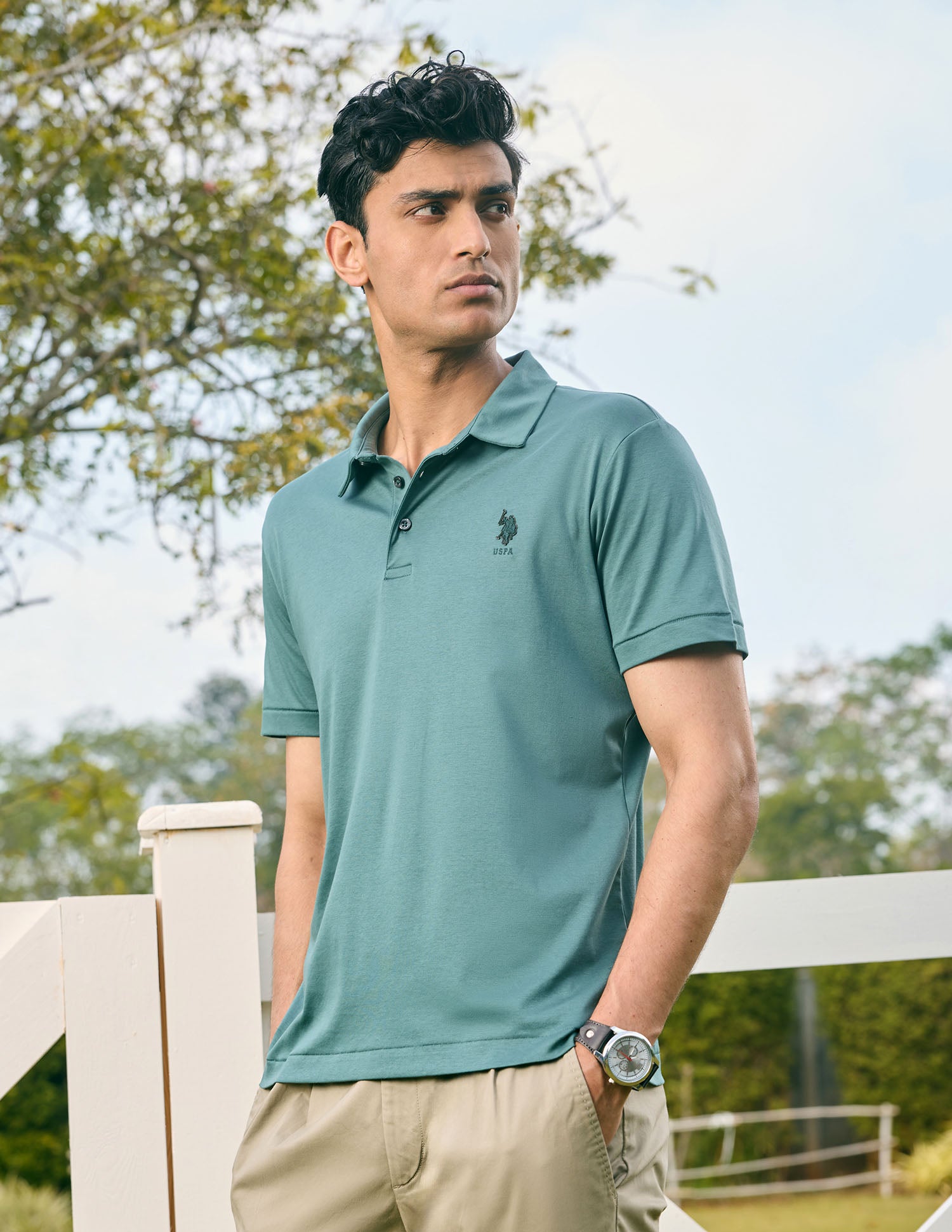 Pacho X Slim Fit Solid Polo Shirt Green - U.S. POLO ASSN. | Large