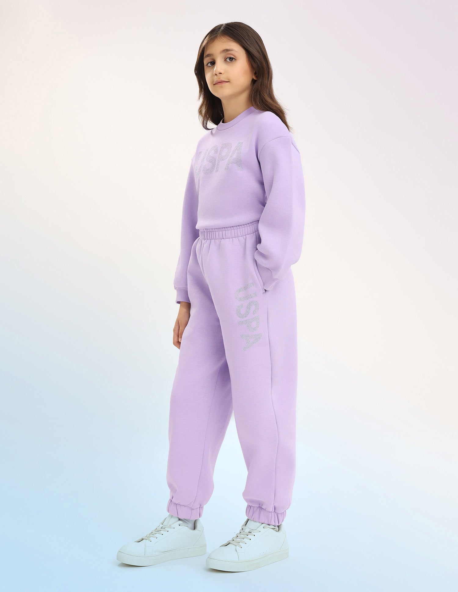 Girls Solid Regular Fit Joggers Light Purple - U.S. POLO ASSN. | Large
