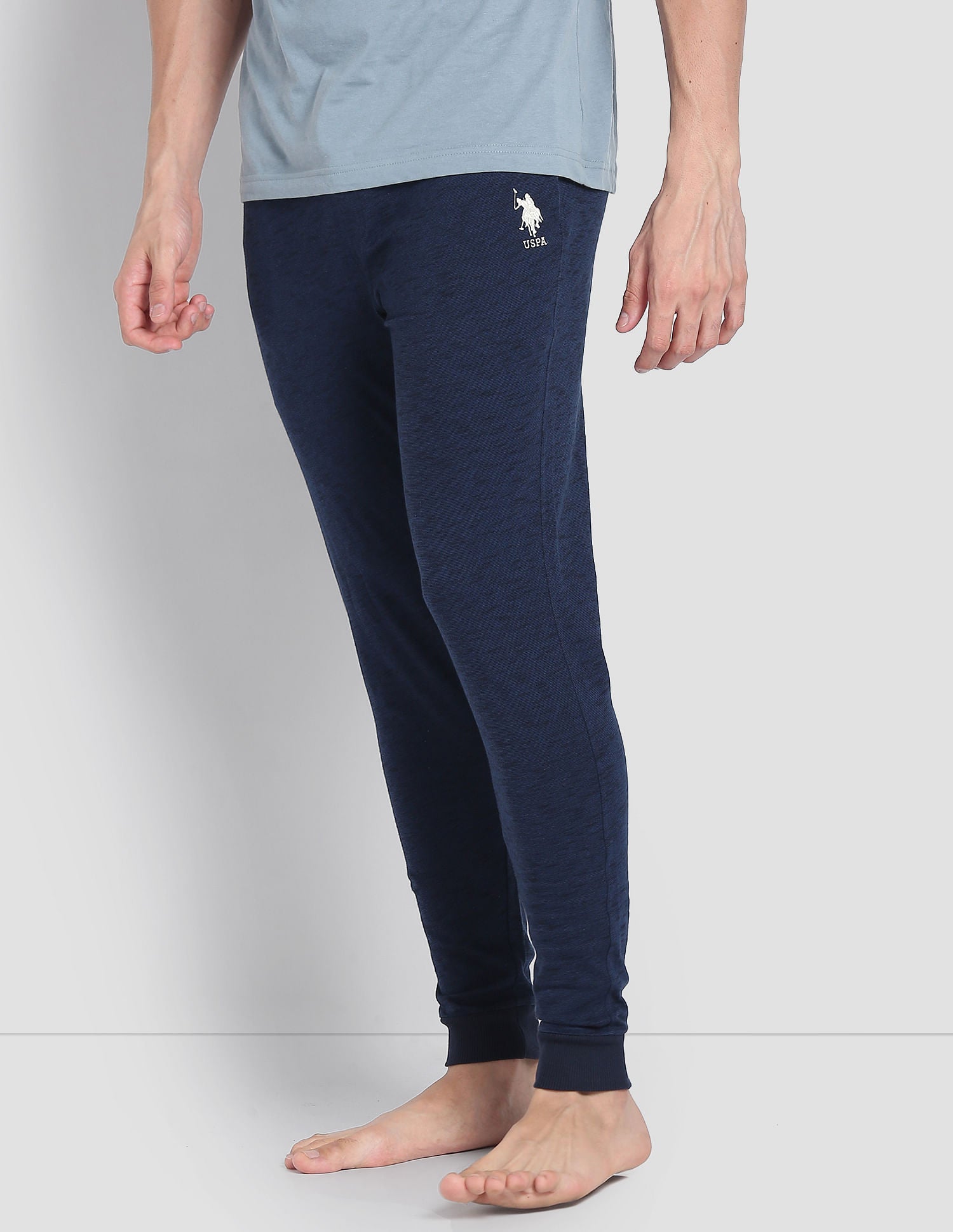 Heathered Drawstring Waist LJ004 Joggers - Pack Of 1 Blue - U.S. POLO ASSN. | Large