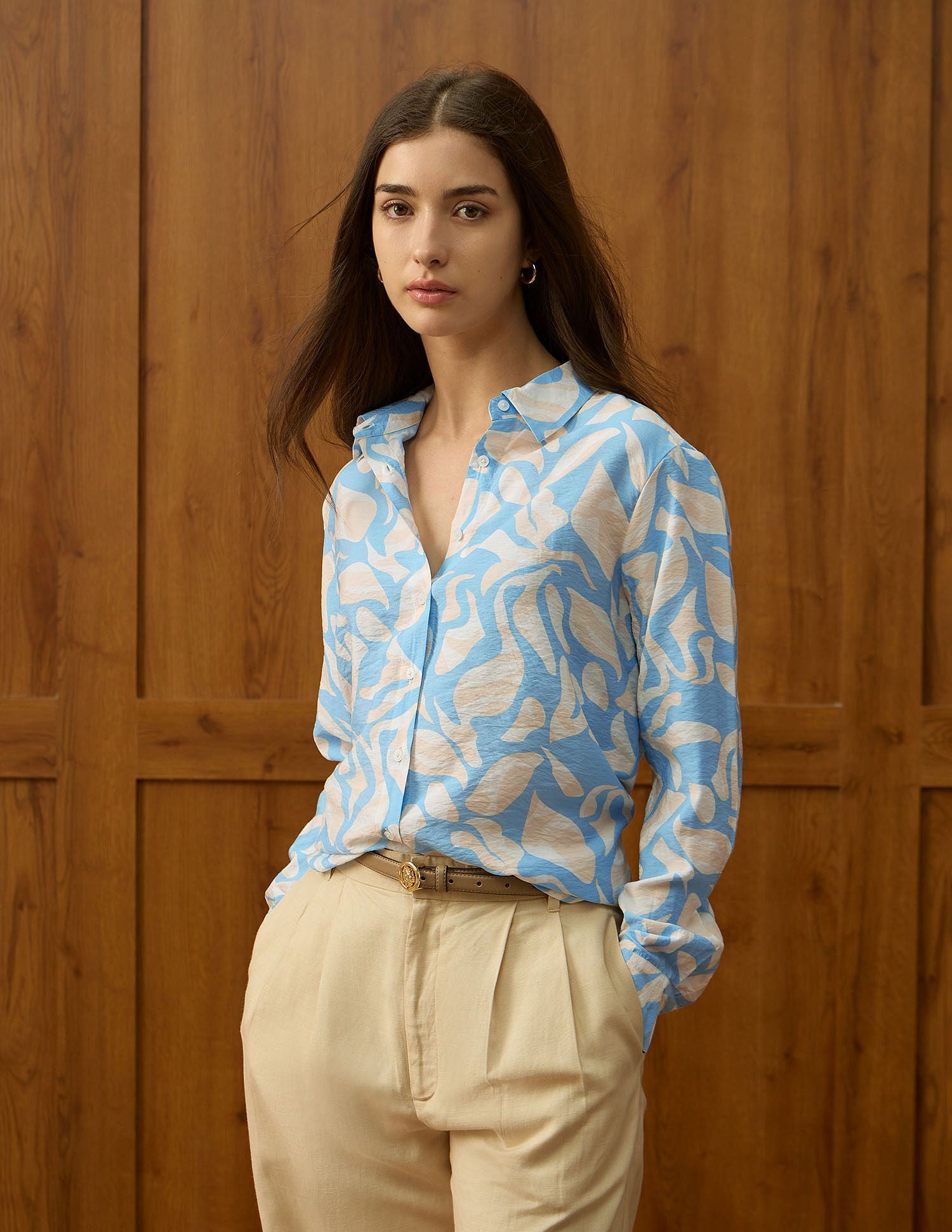 Relaxed Fit Abstract Printed Shirt Light Blue - U.S. POLO ASSN. | Large