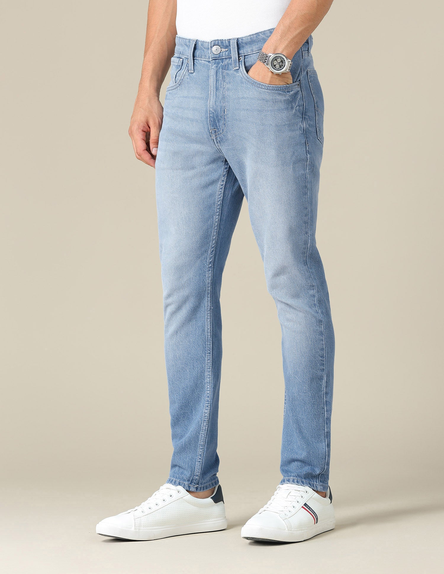 Cole Comfort Cropped Fit Blue Jeans Light Blue - U.S. POLO ASSN. | Large