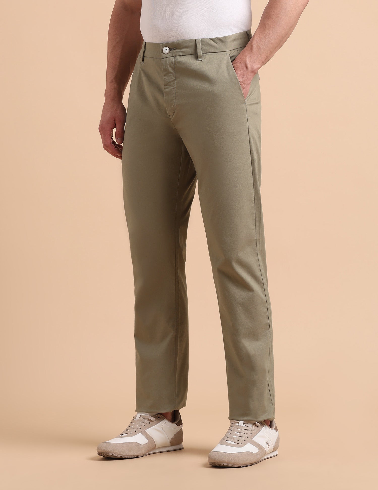 Satin Slim Fit Trousers Khaki - U.S. POLO ASSN. | Large