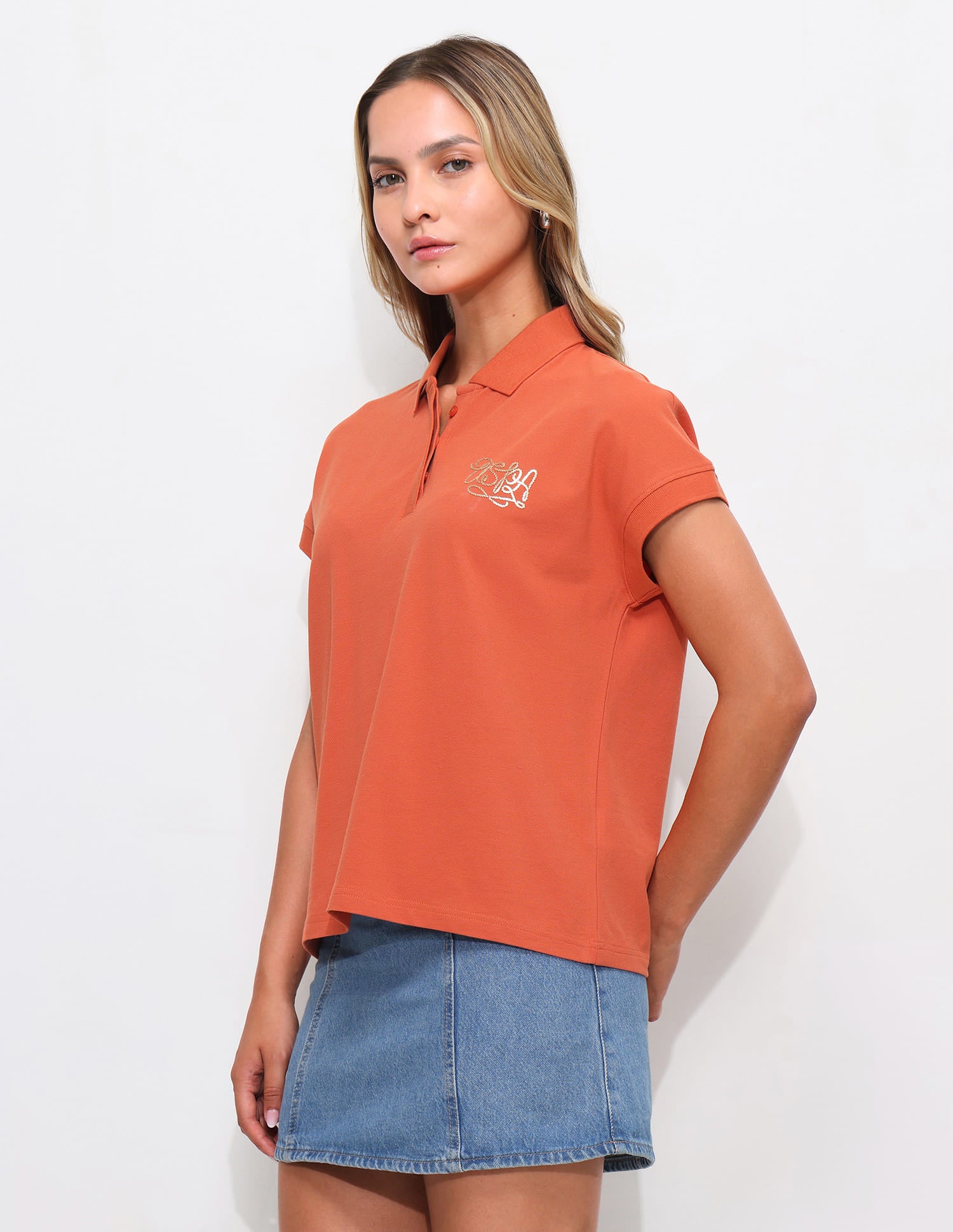 Extended Sleeves Boxy Fit Polo Shirt Orange - U.S. Polo Assn. India | Large