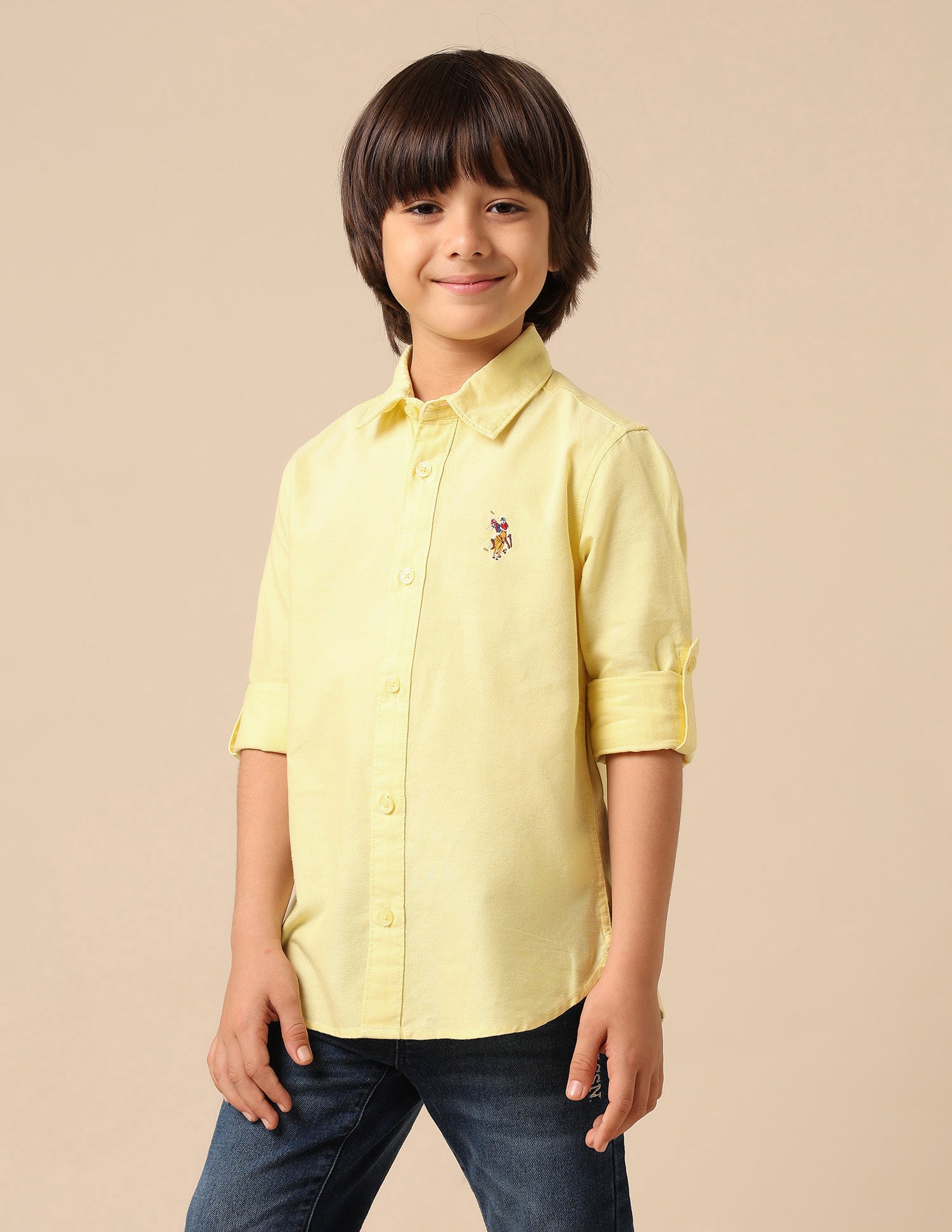 Boys Solid Oxford Shirt Yellow - U.S. POLO ASSN. | Large
