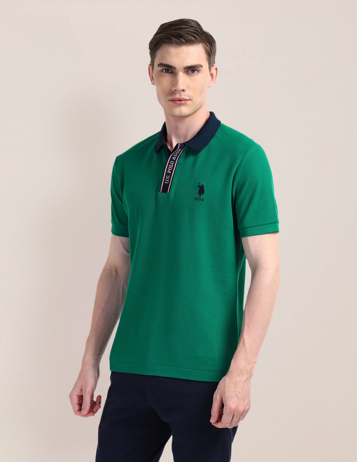 Solid Slim Fit Polo Shirt Green - U.S. POLO ASSN. | Large
