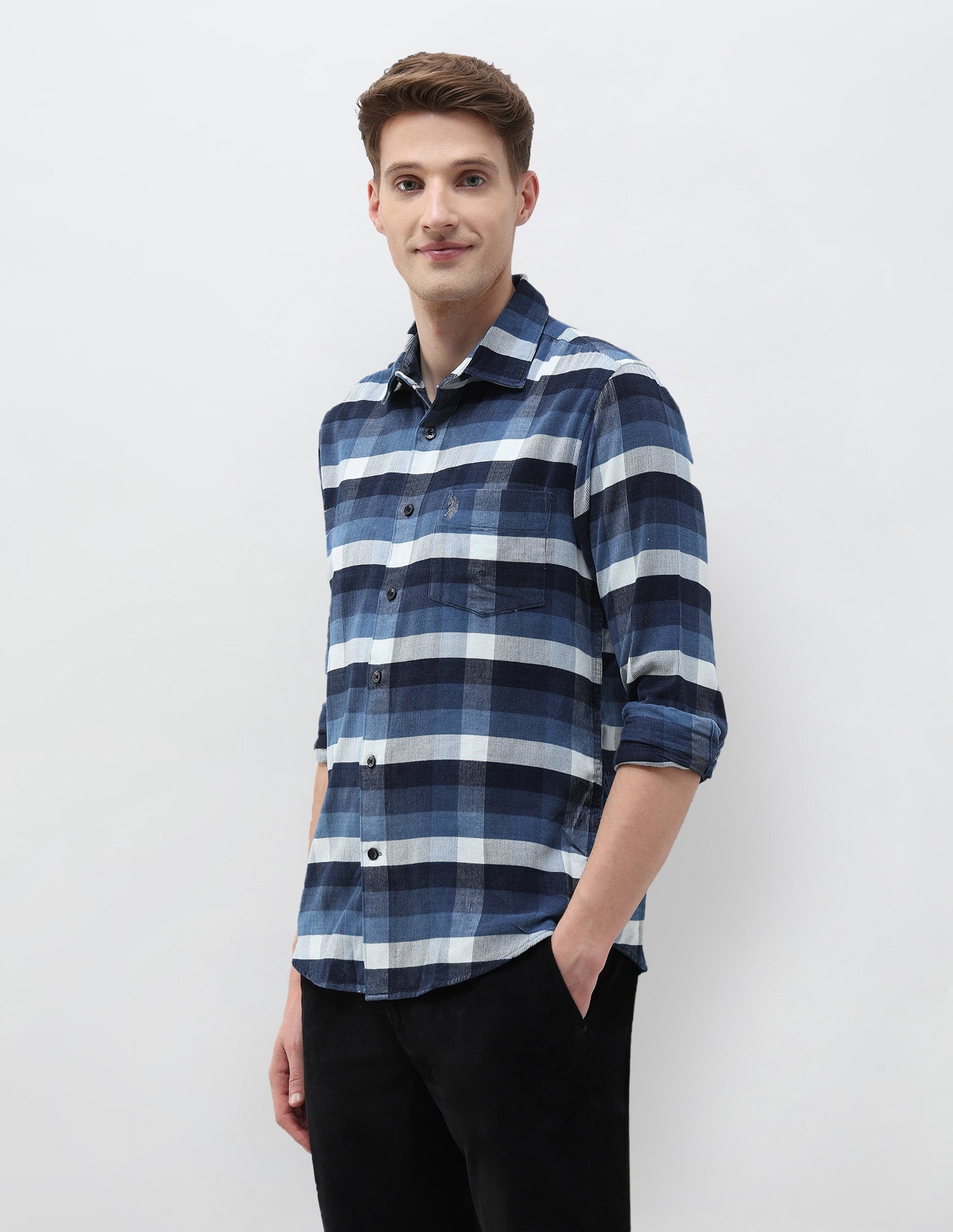 Corduroy Tailored Fit Shirt Navy - U.S. POLO ASSN. | Large