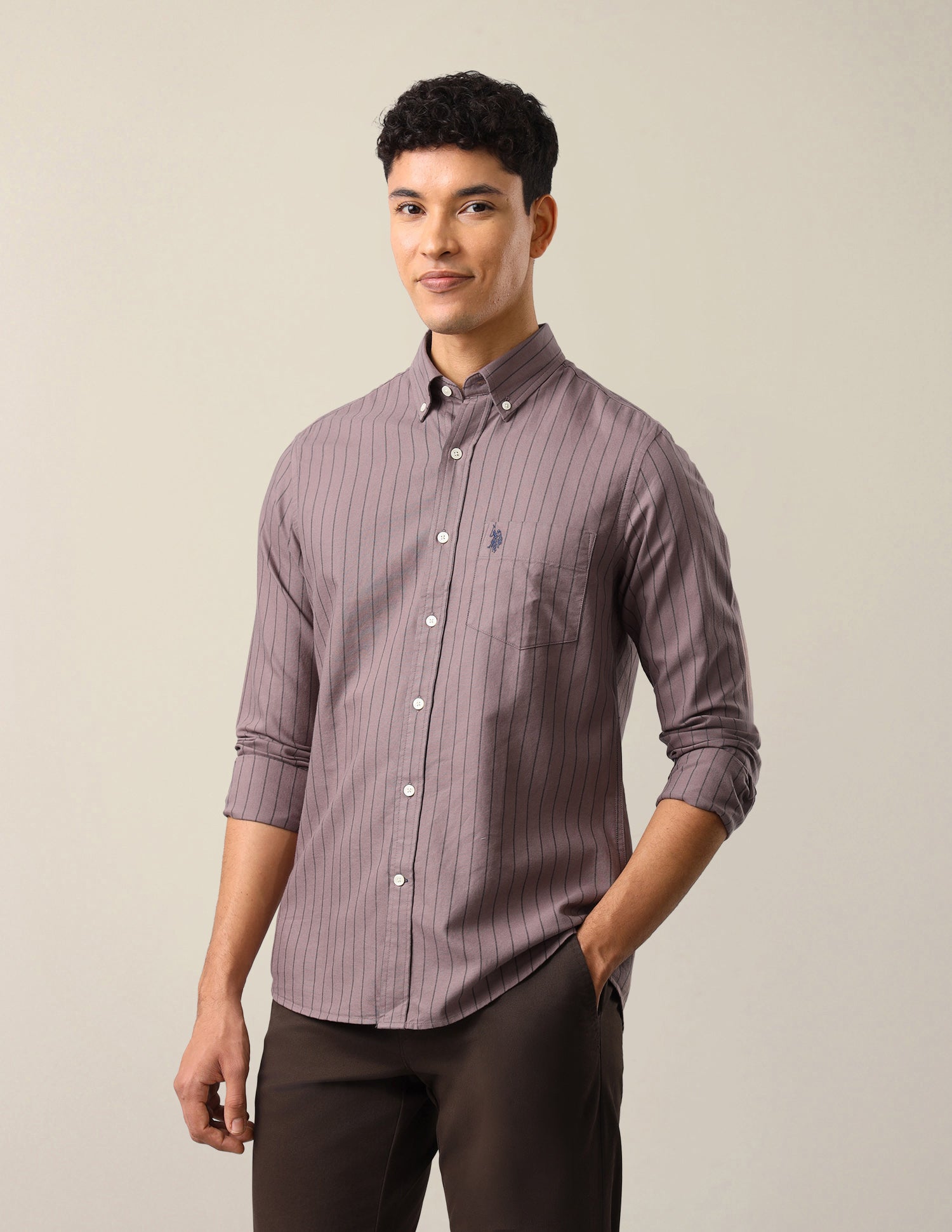 Oxford Vertical Striped Shirt Pink - U.S. Polo Assn. India | Large