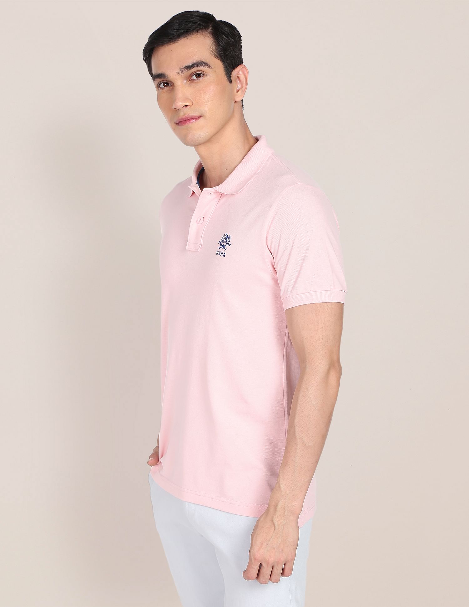 Solid Pure Cotton Polo Shirt Light Pink - U.S. POLO ASSN. | Large