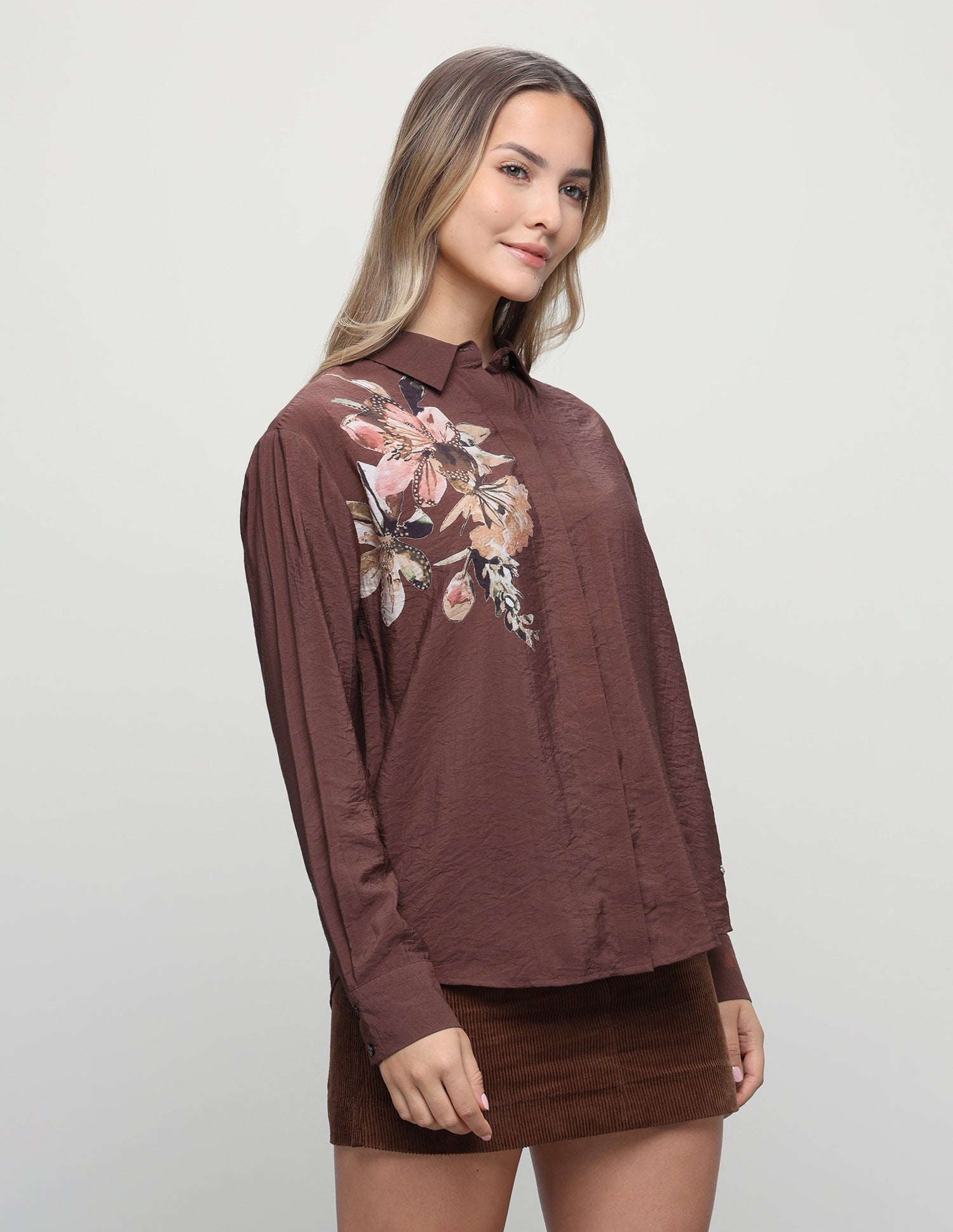 Floral Printed Regular Fit Shirt Dark Brown - U.S. Polo Assn. India | Large