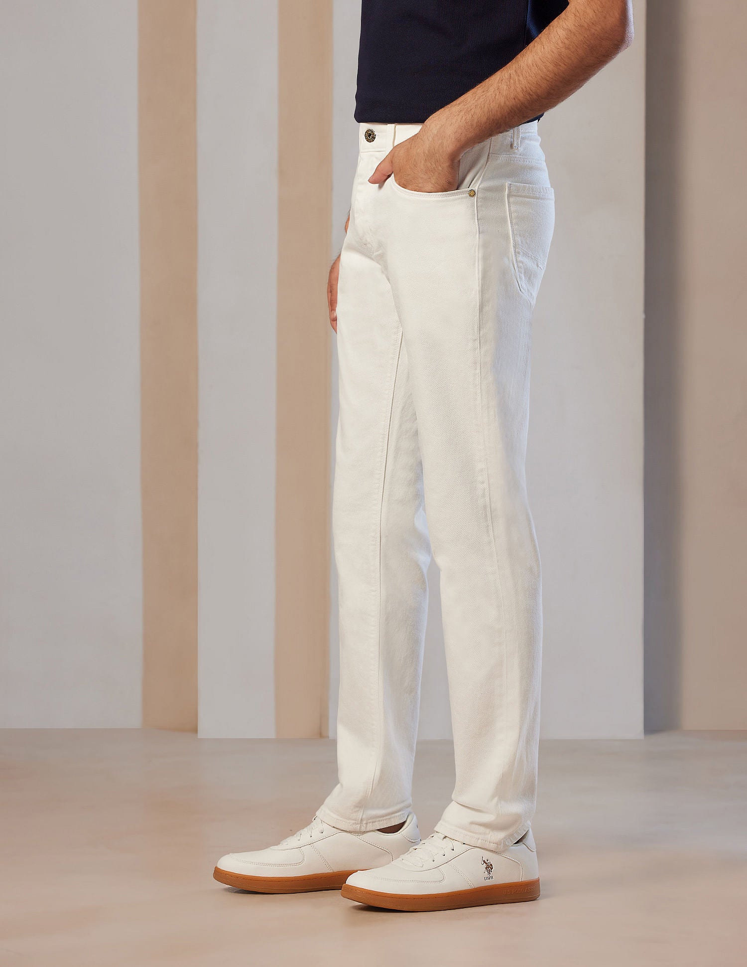 Brandon Slim Tapered Fit White Jeans White - U.S. POLO ASSN. | Large