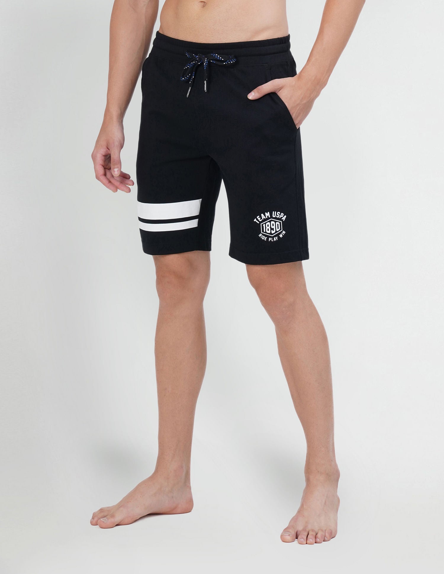Elasticized Waist Stripe Logo IYAP Knit Shorts - Pack Of 1 Black - U.S. POLO ASSN. | Large