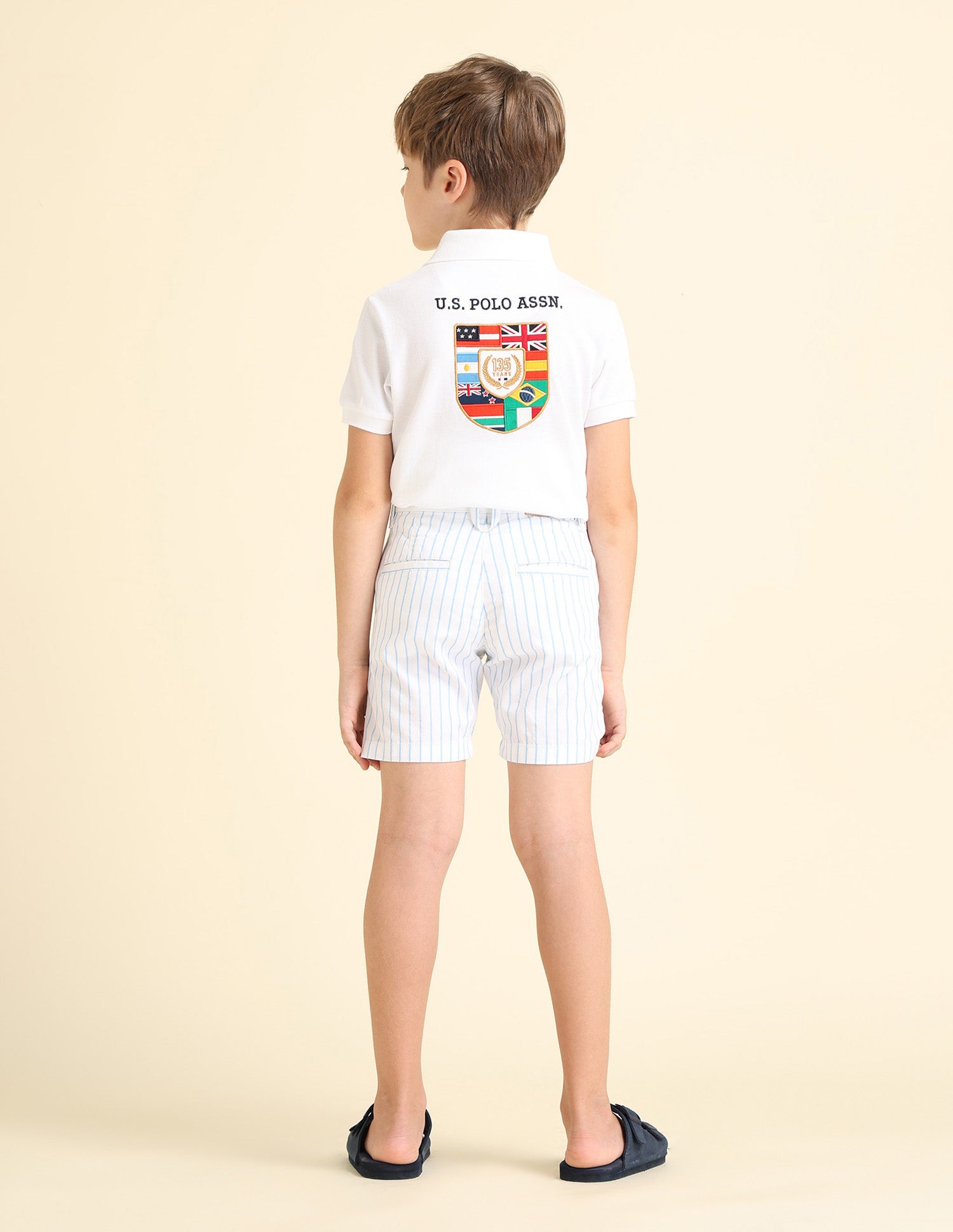 Boys Vertical Striped Regular Fit Shorts Light Blue - U.S. POLO ASSN. | Large