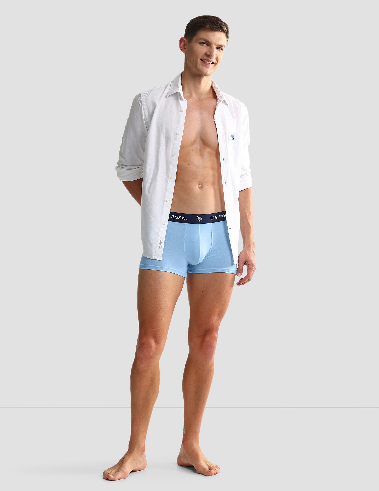 Elastic Waistband Ribbed OET08 Trunks - Pack Of 3 Yellow and Blue - U.S. POLO ASSN. | Large