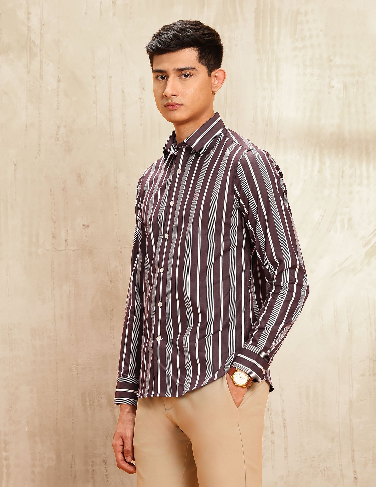 Poplin Vertical Striped Shirt Choco - U.S. POLO ASSN. | Large