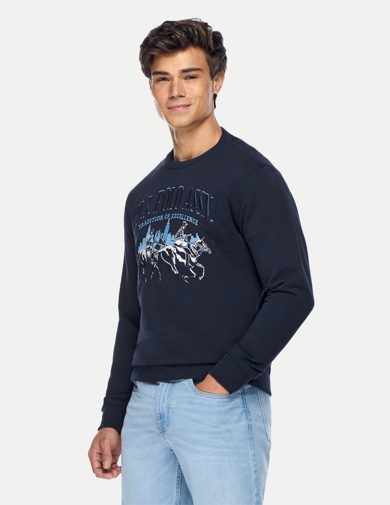 Brand Embroidered Regular Fit Sweatshirt Dark Blue - U.S. Polo Assn. India | Large