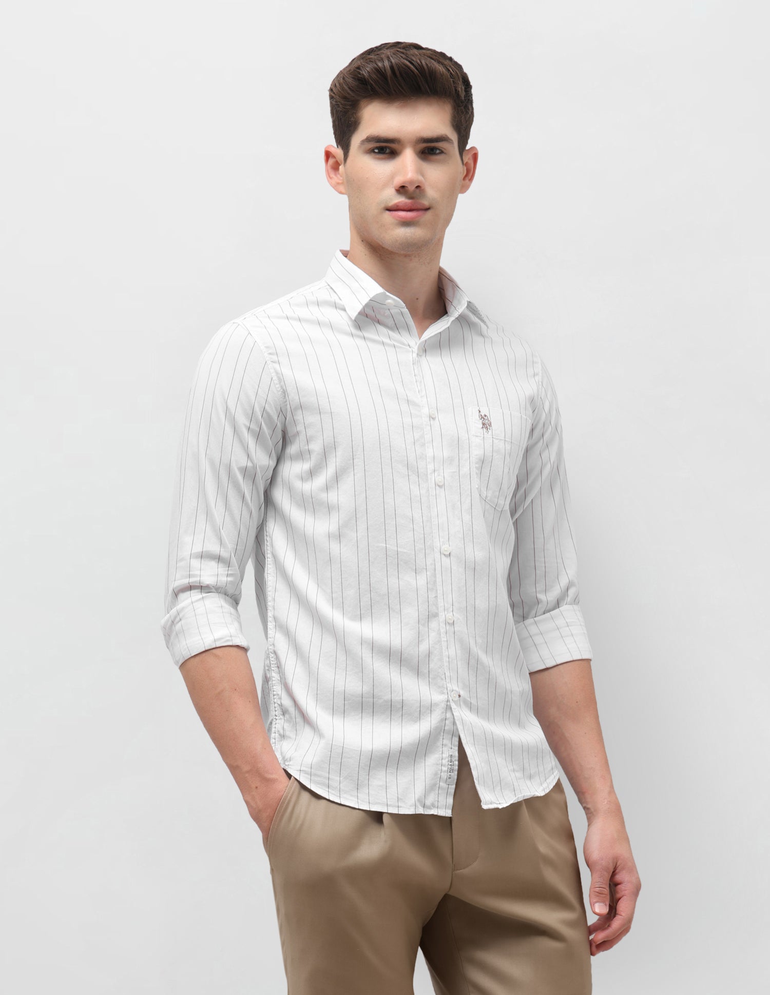 Dobby Vertical Striped Shirt White - U.S. Polo Assn. India | Large