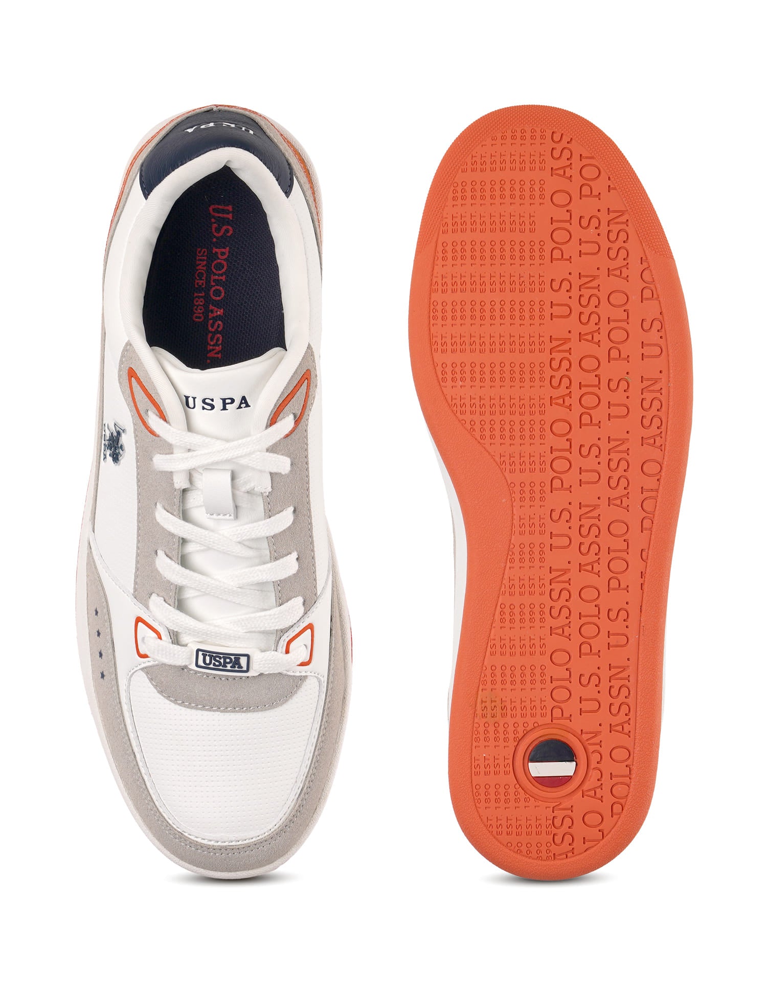 Men Landwin Orange Retro Court Sneakers Orange - U.S. Polo Assn. India | Large
