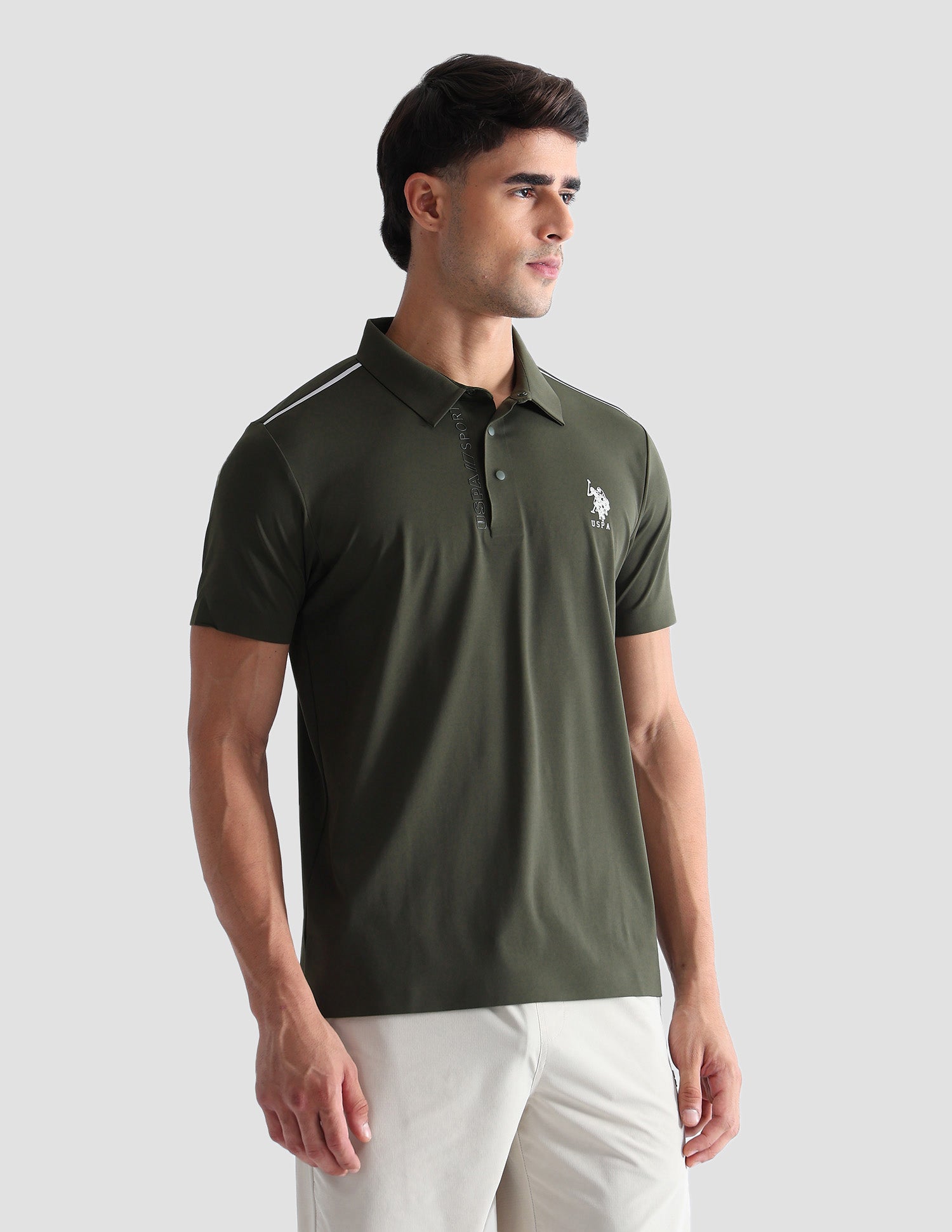 Solid Regular Fit Active Polo Shirt Dark Green - U.S. POLO ASSN. | Large