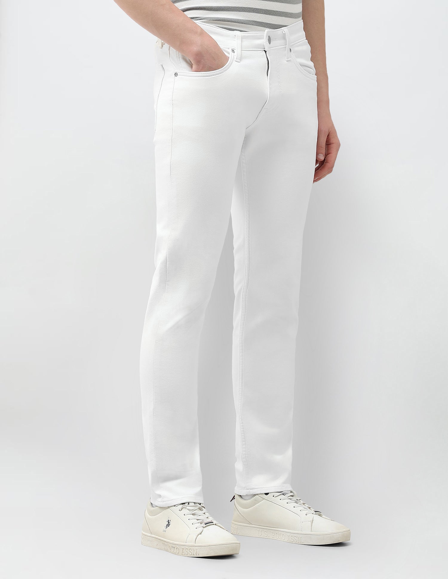 Brandon Slim Tapered Fit White Jeans White - U.S. Polo Assn. India | Large