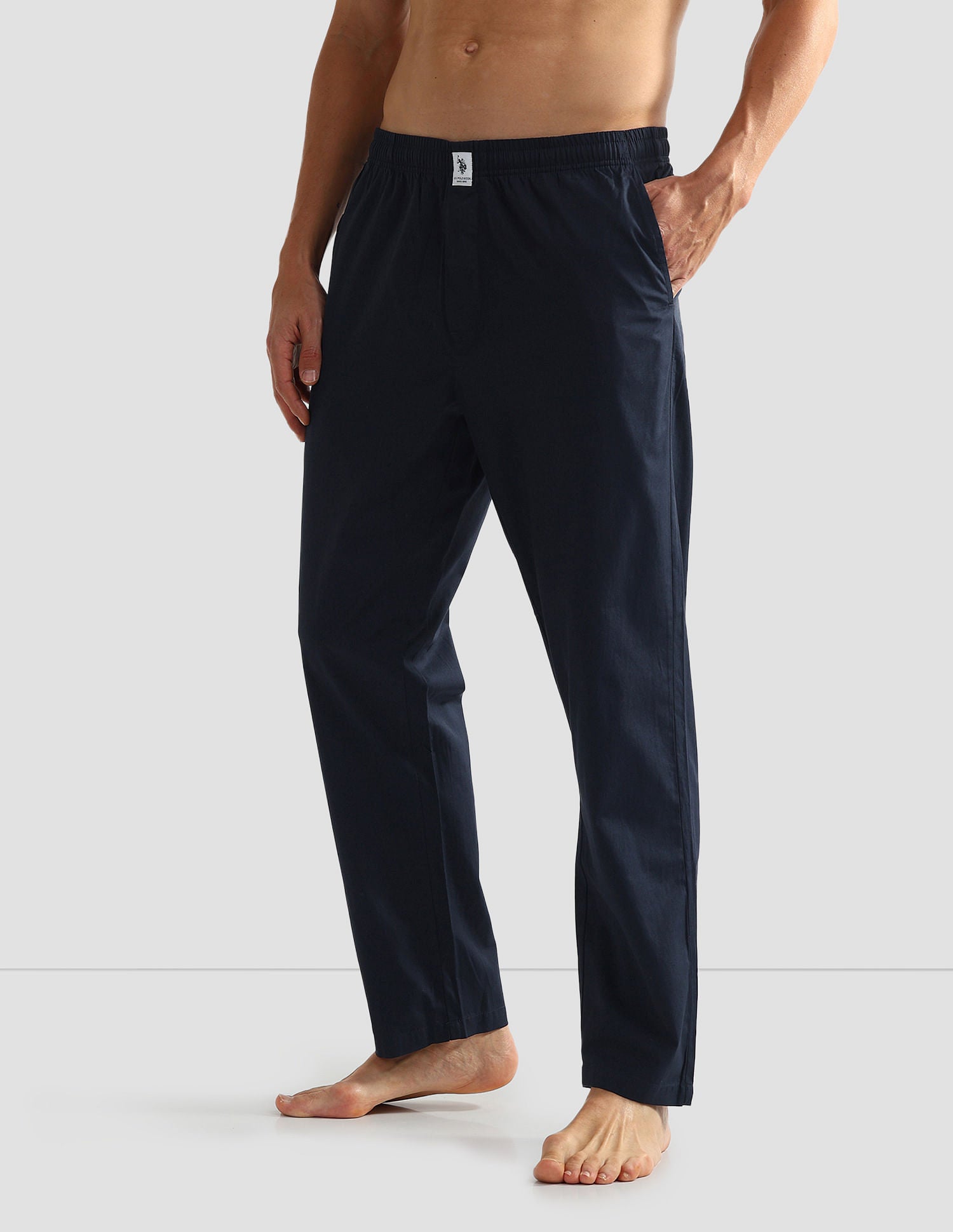 Mid Rise Solid OELP6 Lounge Track Pants - Pack Of 1 Navy - U.S. POLO ASSN. | Large