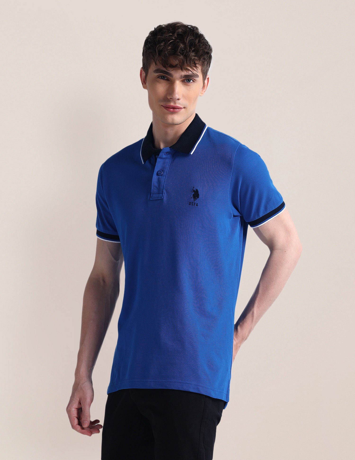 Slim Fit Logo Polo Shirt Blue - U.S. POLO ASSN. | Large