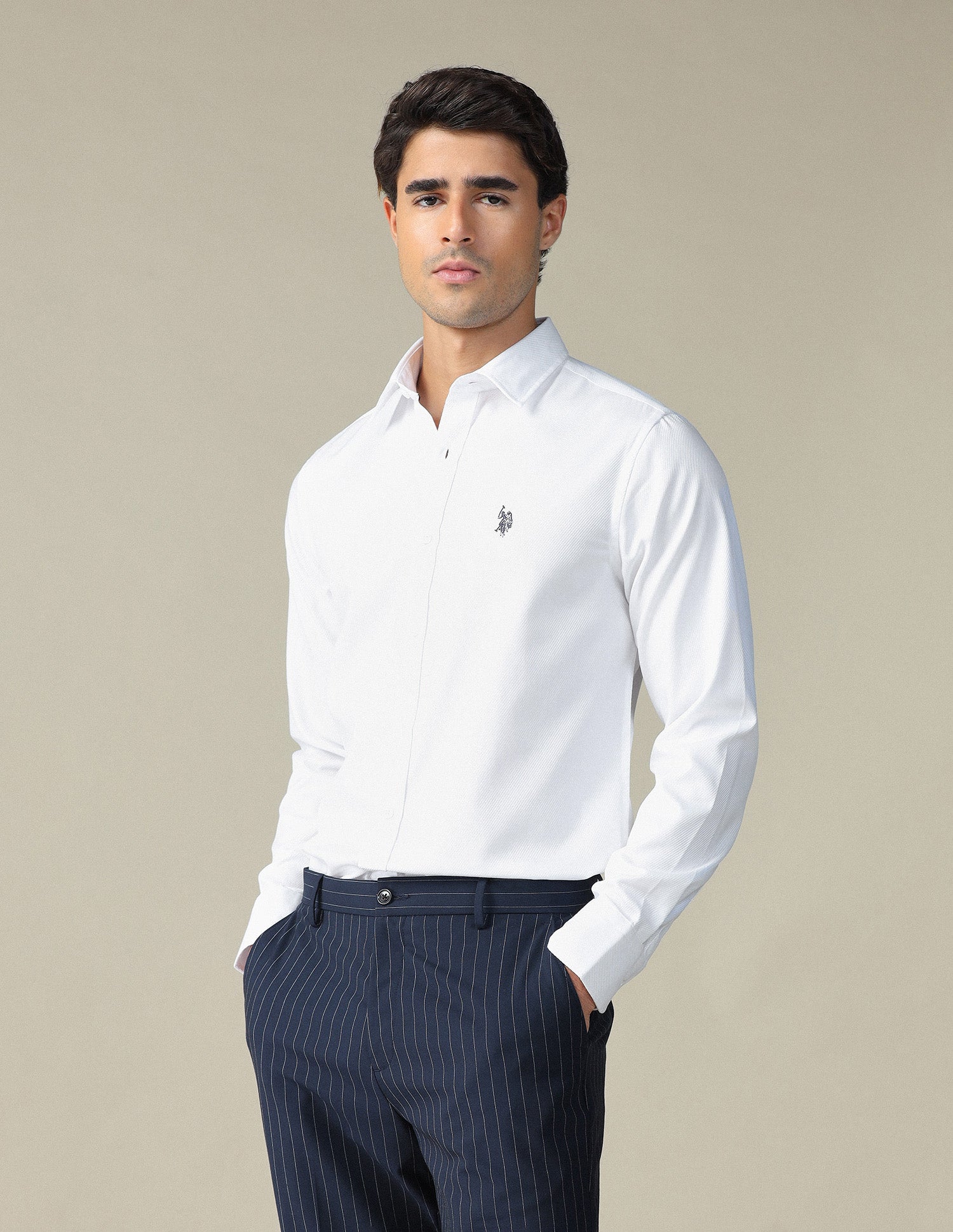 Textured Dobby Shirt White - U.S. POLO ASSN. | Large