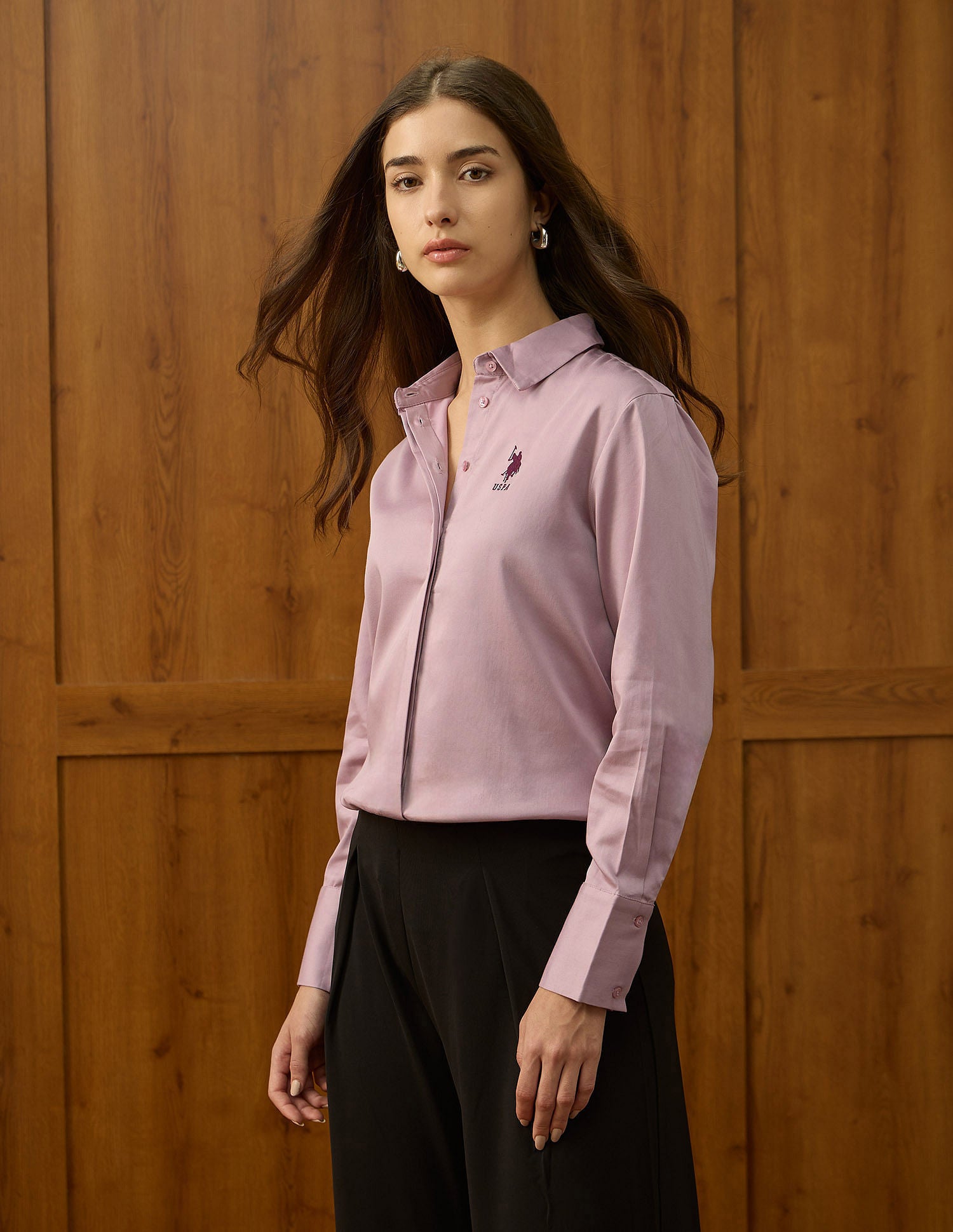 Regular Fit Satin Shirt Light Pink - U.S. POLO ASSN. | Large