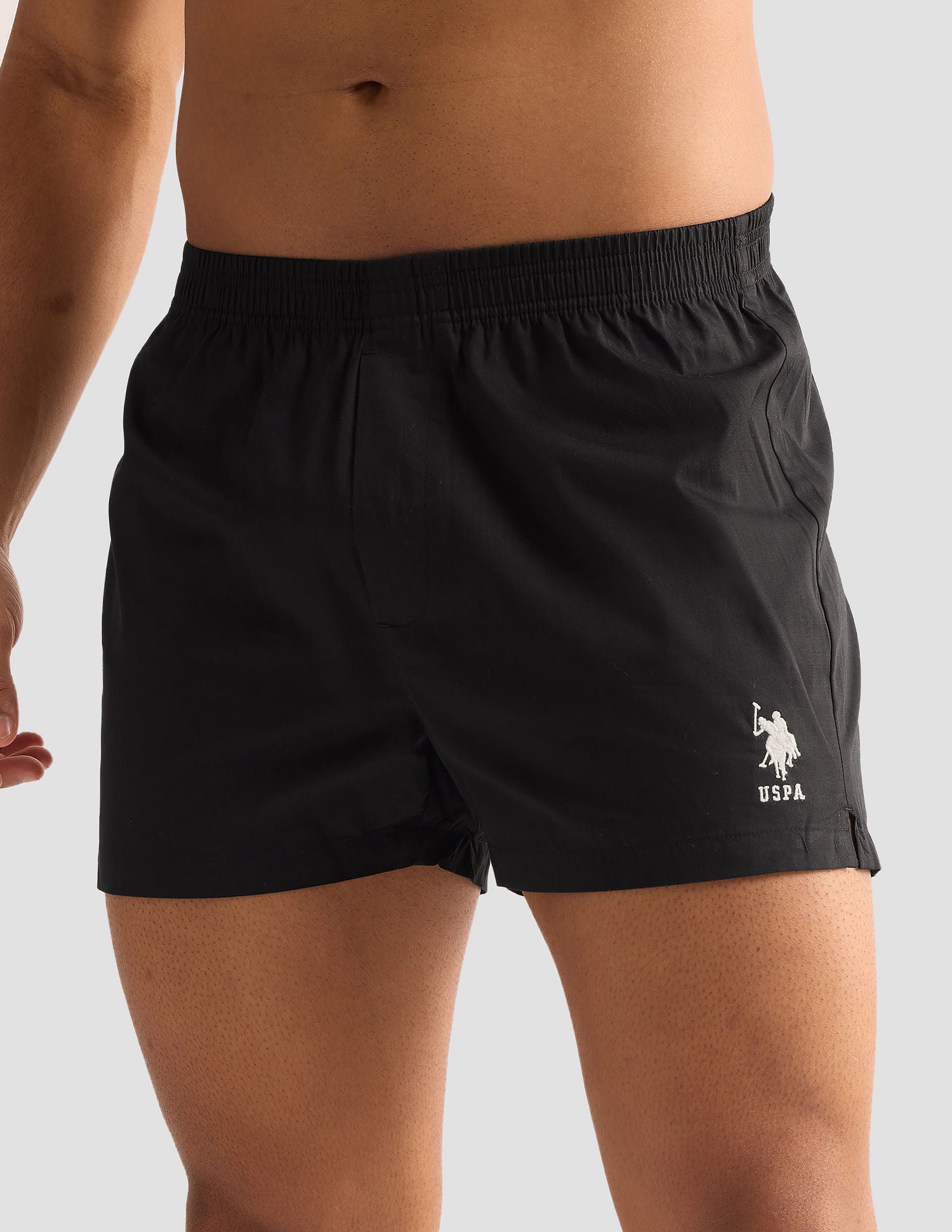 Pure Cotton OEX04 Boxer Shorts - Pack Of 1 Black - U.S. POLO ASSN. | Large