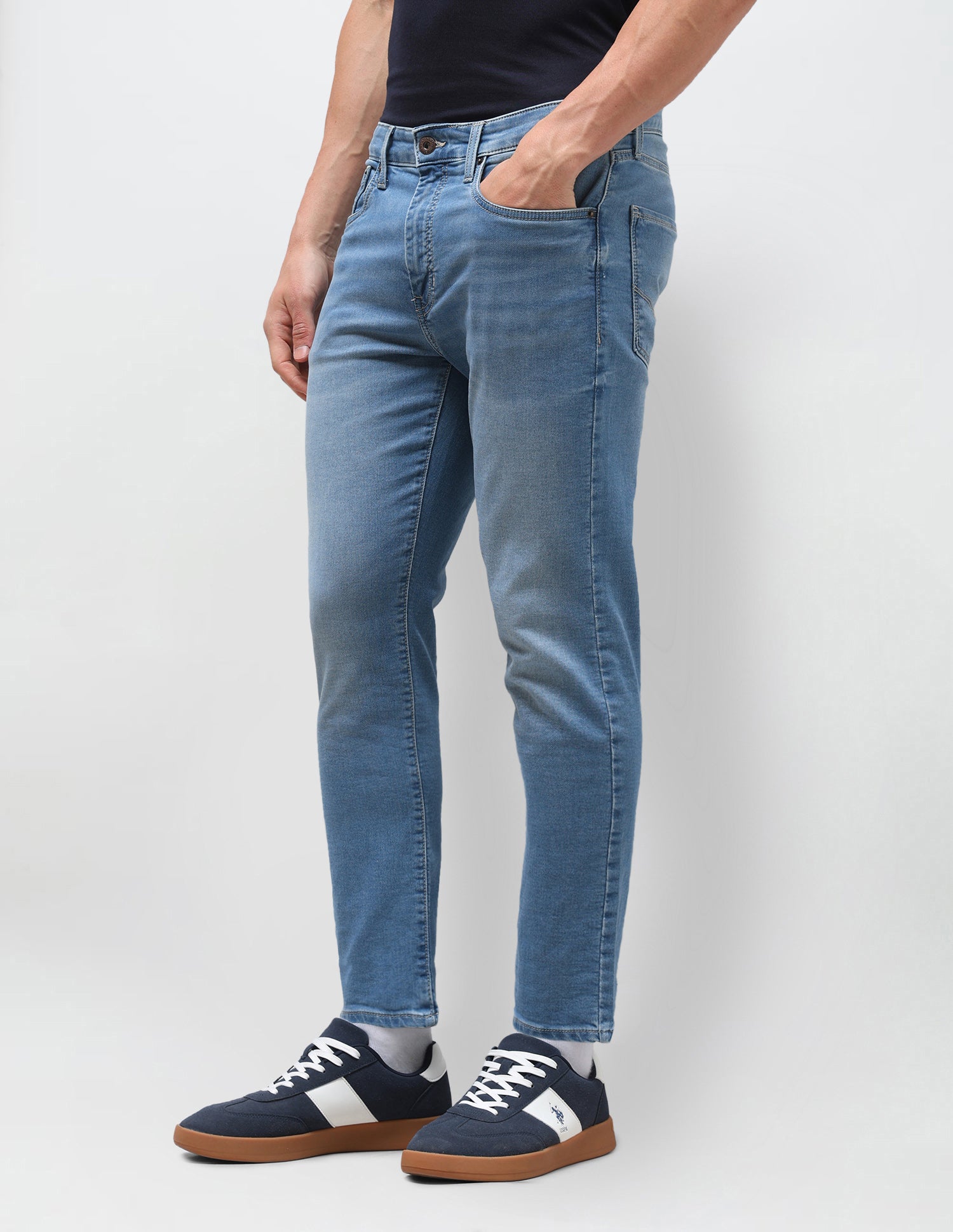 Cole Comfort Cropped Fit Blue Jeans Light Blue - U.S. Polo Assn. India | Large