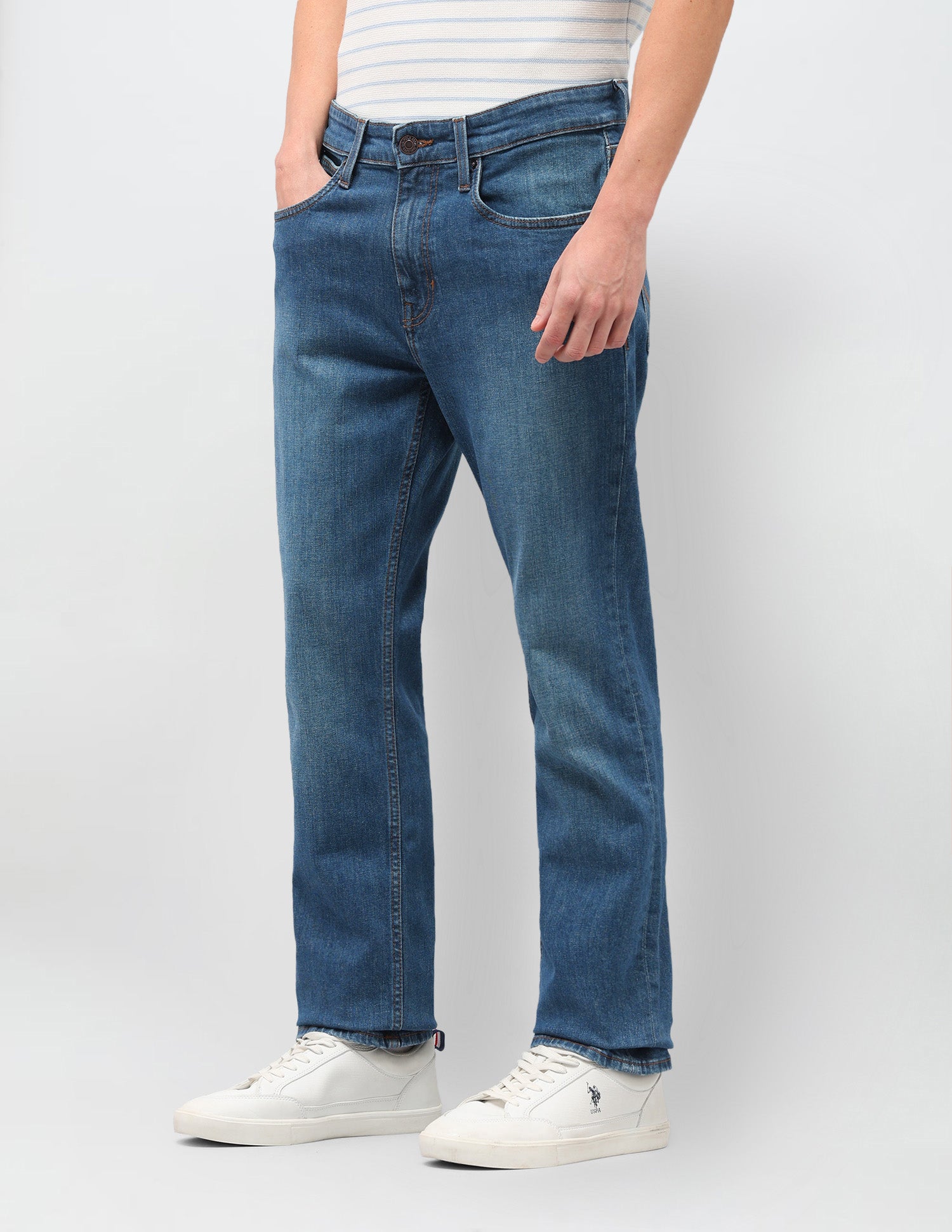 Harold Slim Straight Fit Blue Jeans Med Blue - U.S. Polo Assn. India | Large