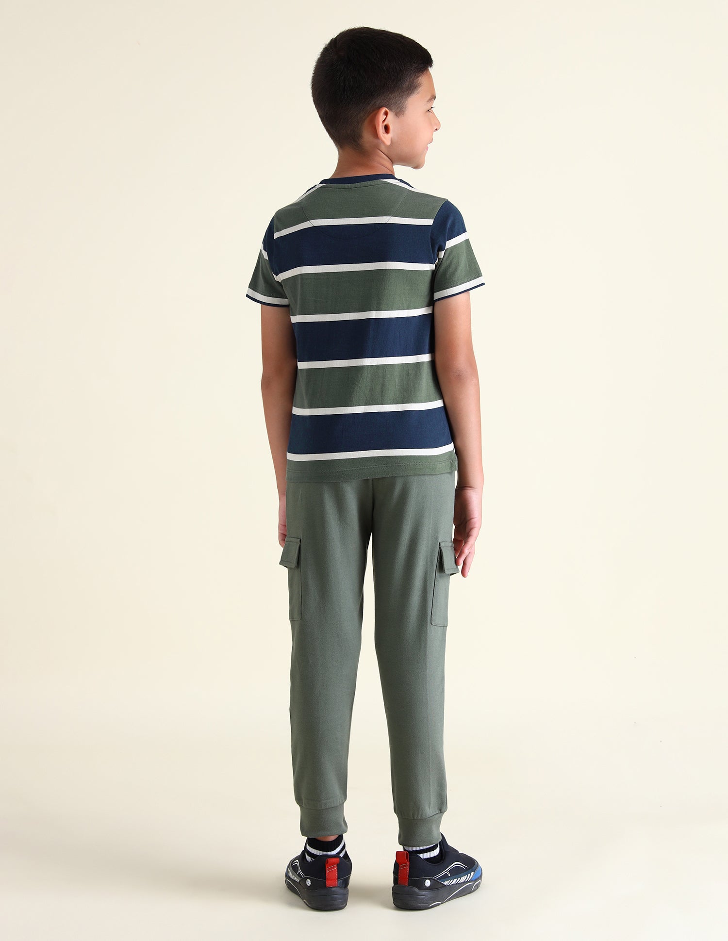 Boys Horizontal Striped Regular Fit T-Shirt Olive - U.S. POLO ASSN. | Large